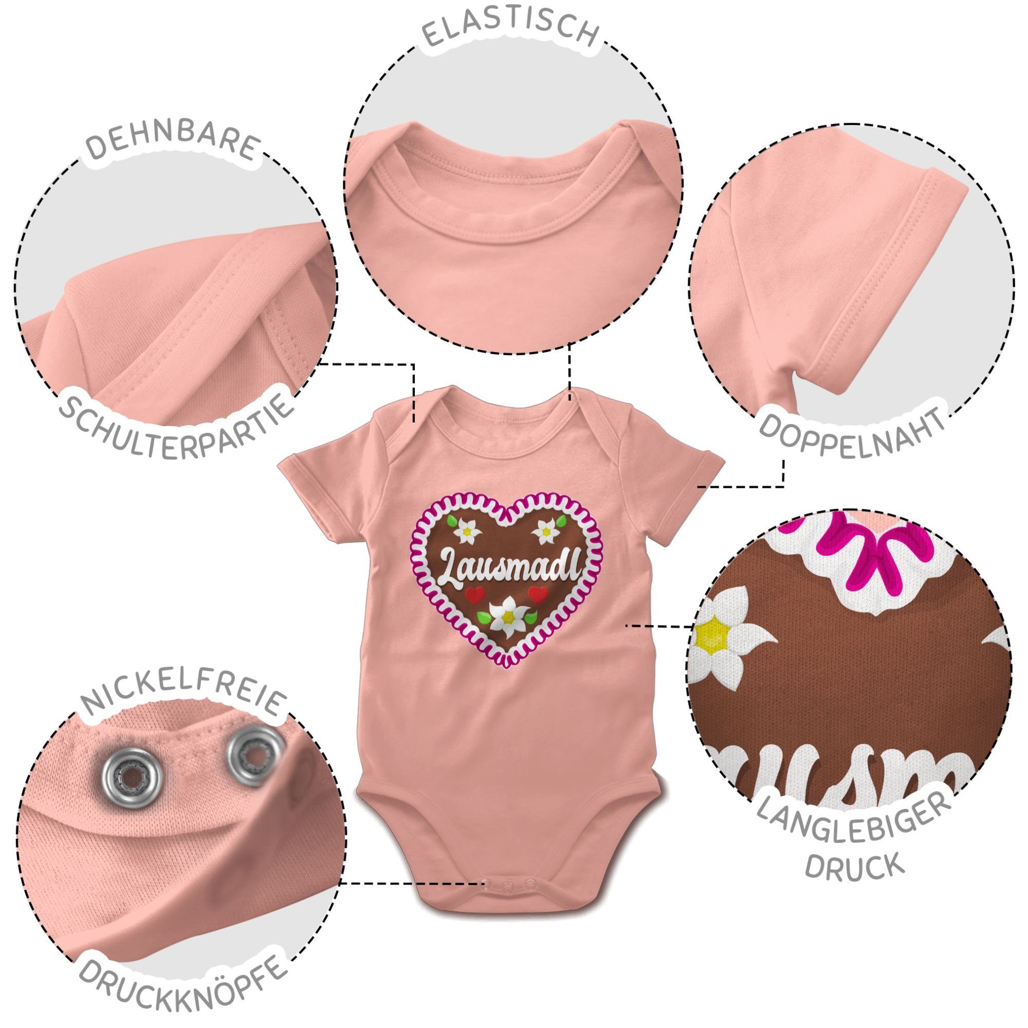 Baby Mode Shirtracer Outfit Oktoberfest für Babyrosa Lausmadl Shirtbody Lebkuchenherz 1