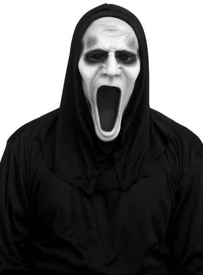 Fun World Verkleidungsmaske Silent Scream Maske, Ghostface-Maske mit 'menschlicherem' Antlitz