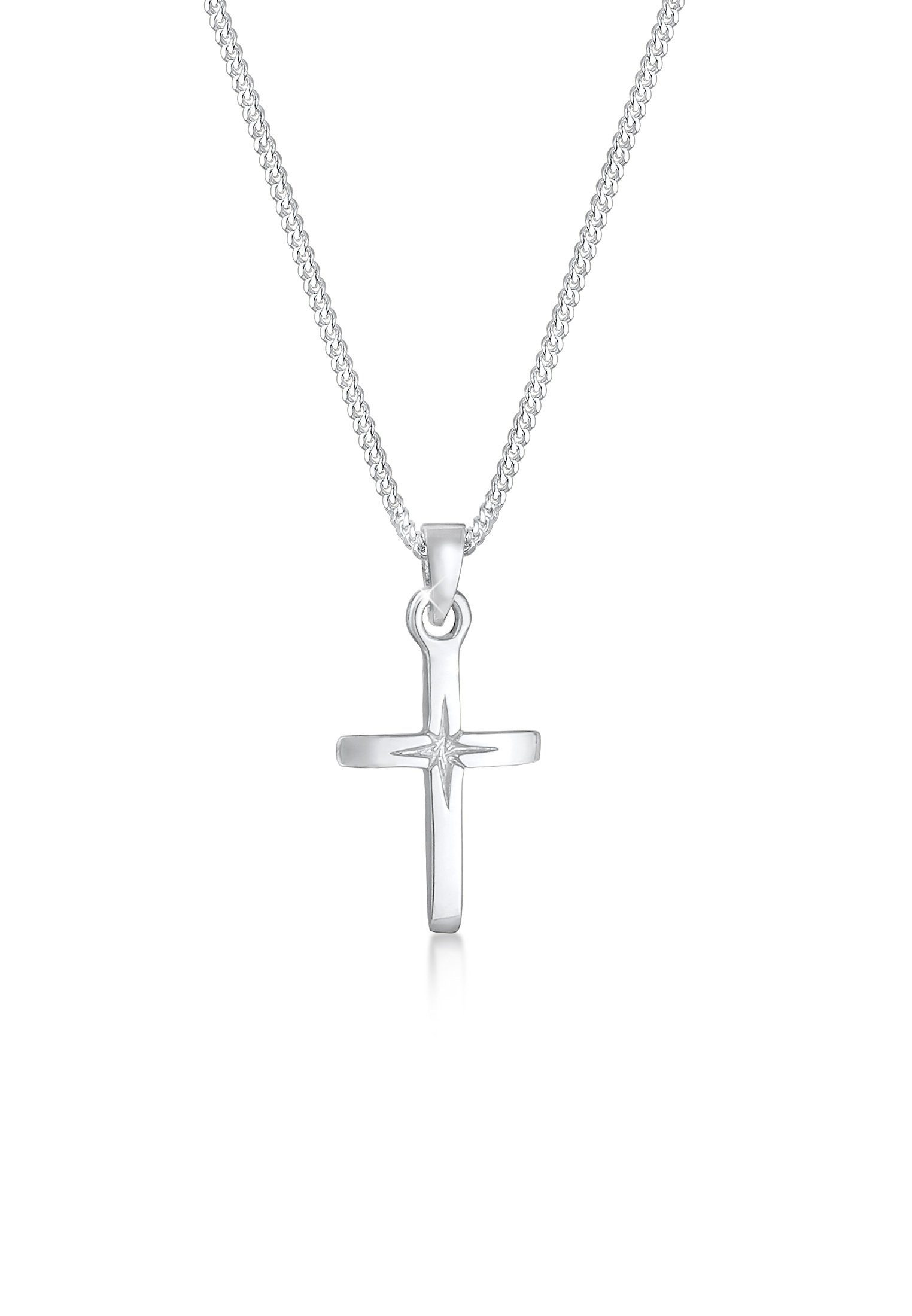 Elli Kette mit Anhänger Kreuz Anhänger Klassik Kommunion 925 Silber, Kreuz