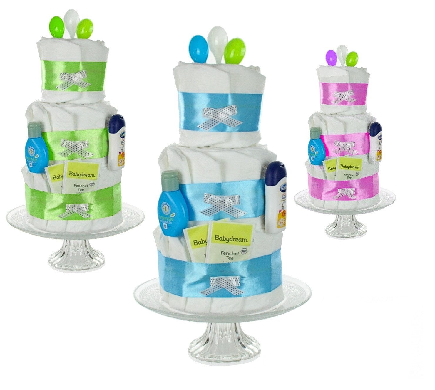 dubistda-WINDELTORTEN- Neugeborenen-Geschenkset Windeltorte Basic, Geschenk zur Geburt Babyparty und Babyshower