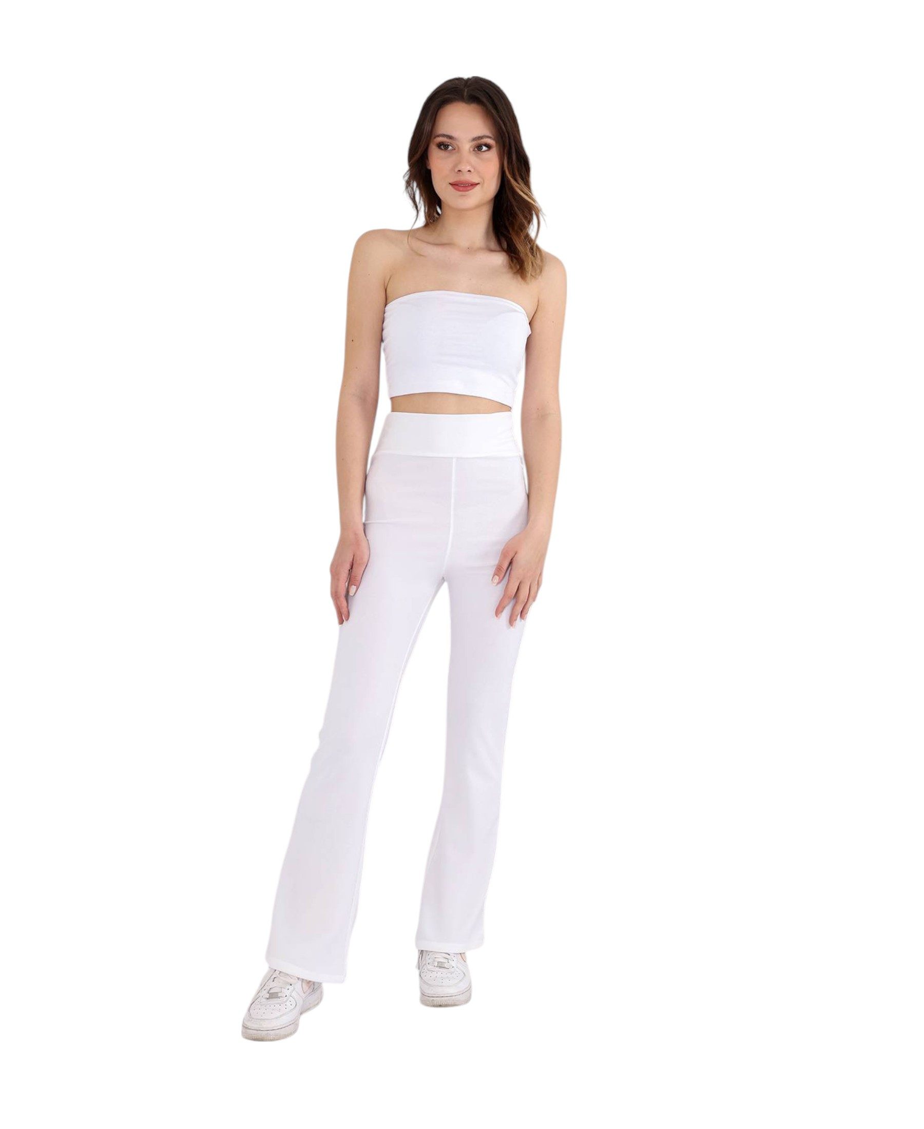 fashionshowcase Schlaghose Damen Scuba Hose High Waist elastisch für Yoga Freizeit & Abendmode Knitterfrei, Bequem & Figurbetont