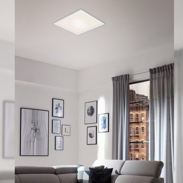 Briloner Leuchten LED Panel 7083-016, Wifi, Appsteuerung, Sprachsteuerung, Fernbedienung, dimmbar, ultraflach, Speicherfunktion, LED fest verbaut, Farbwechsler, Kaltweiß, Neutralweiß, Tageslichtweiß, Warmweiß, Smarte Deckenlampe, 29,5x29,5x6,1cm, Weiß, 18W, Wohnzimmer, Flur