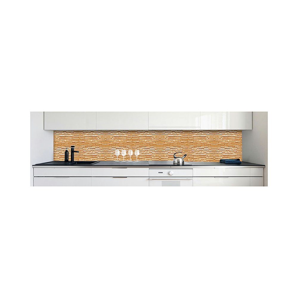DRUCK-EXPERT Küchenrückwand Relief 0,4 Küchenrückwand Hart-PVC selbstklebend mm Schichtenholz Premium