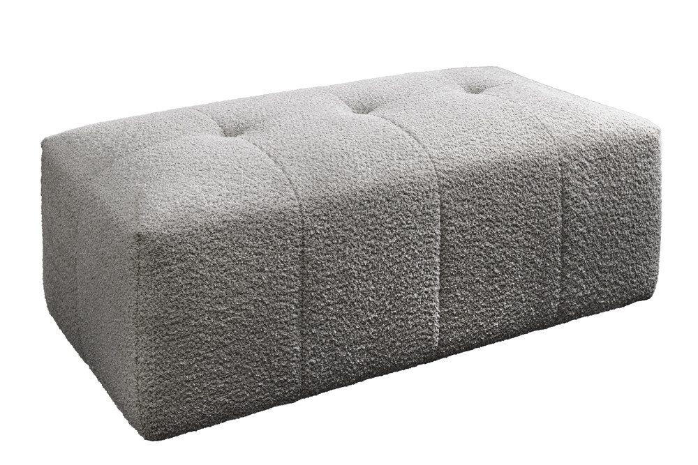 riess-ambiente Fußhocker ROYAL 120cm grau - Bouclé, Federkern, Ziersteppung, Federkern, modern (Einzelartikel, 1 St), gepolsterter Sitzhocker - ideal für Ankleide, Garderobe & Wohnzimmer