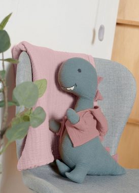 Nordic Coast Company Plüschfigur, Kuscheltier Musselin Dino Hannah 100% zertifizierte Baumwolle Junge Mädchen Musselin Stofftier ideales Geschenk zur Geburt