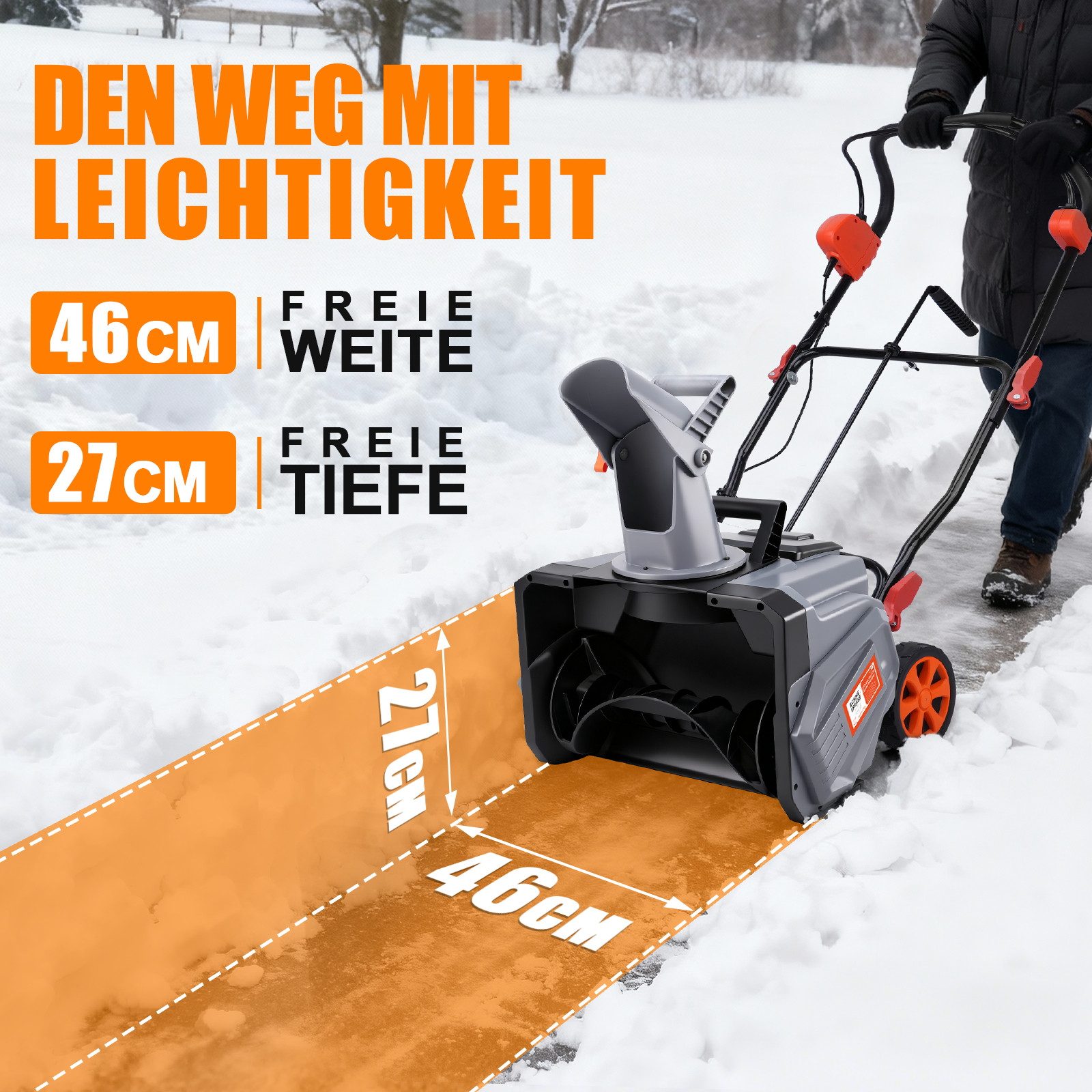 XERSEK Akku-Schneefräse Schneeräumer 1000W Elektrische Schneeschieber mit 2 günstig online kaufen
