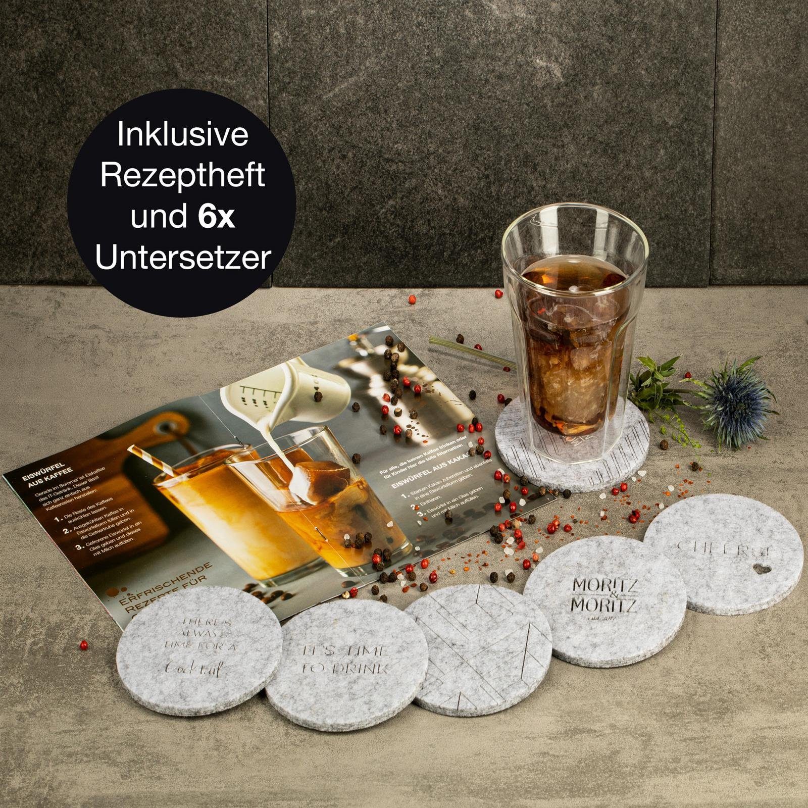 Inkl. Eiswürfelform (2er & 6 - Moritz Cup inklusive Rezeptheft Moritz Filz-Untersetzer Moritz Eiswürfelform & Moritz 9-tlg), Set & 2er Kitchen Unterset, Set