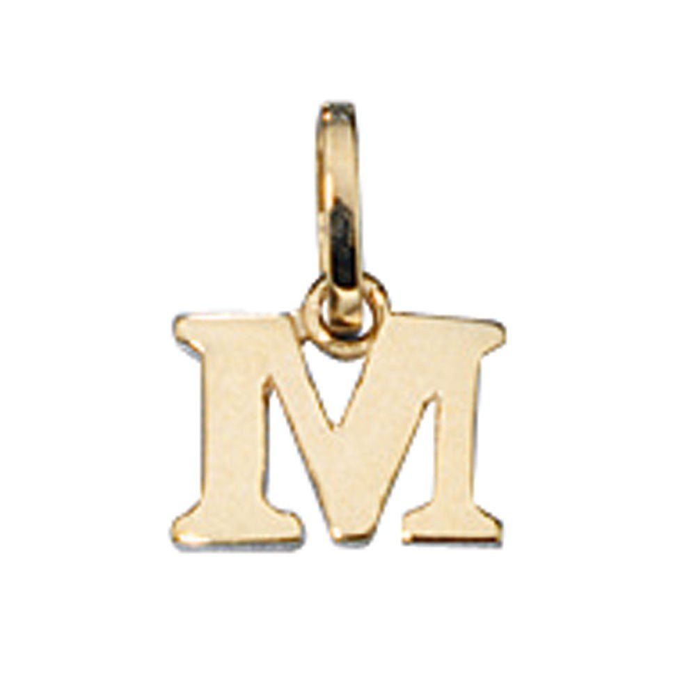 Schmuck Krone Kettenanhänger Buchstabe " M " Ketten Anhänger Goldanhänger 333 Gold Einhänger Unisex, Gold 333