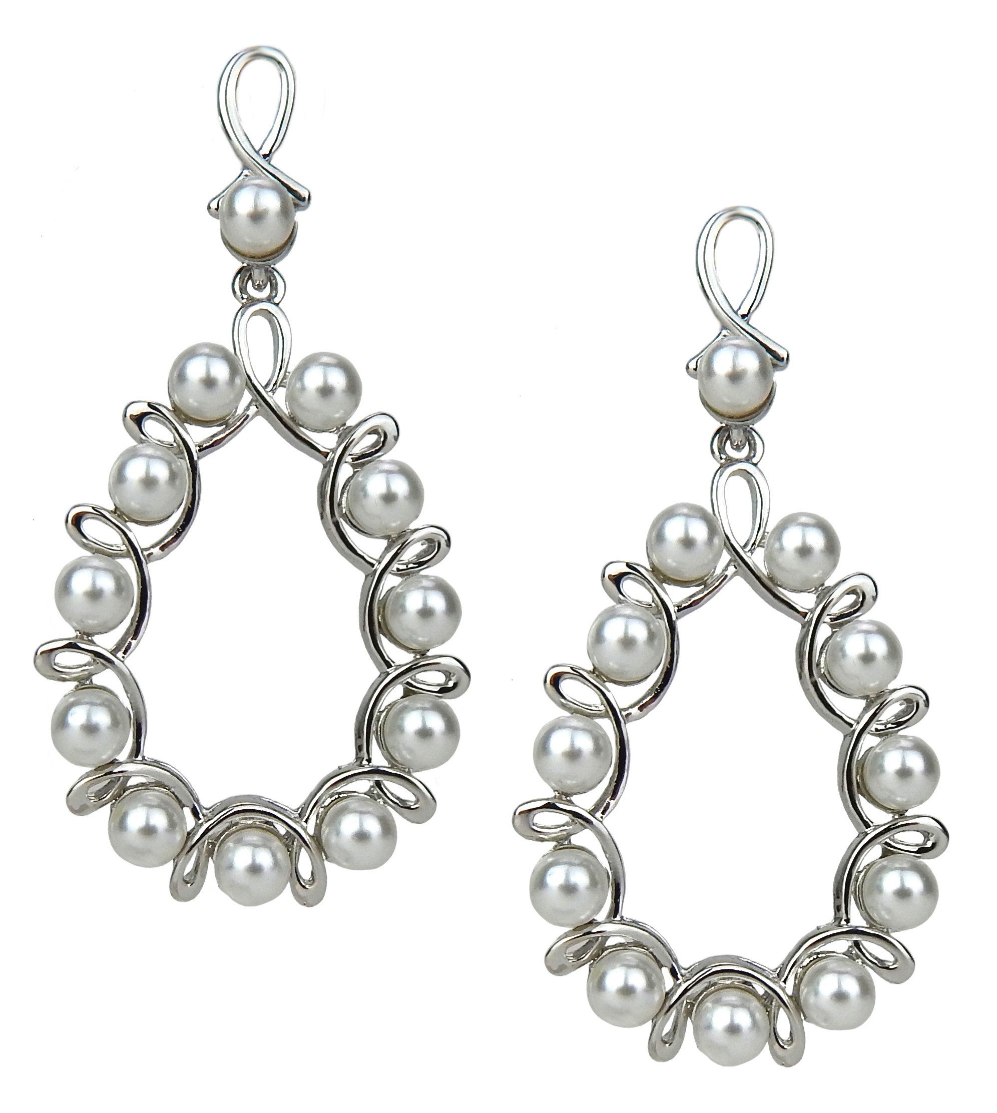 Ella Jonte Perlenohrringe, Statement mit off-weißen Perlen im modernen Design