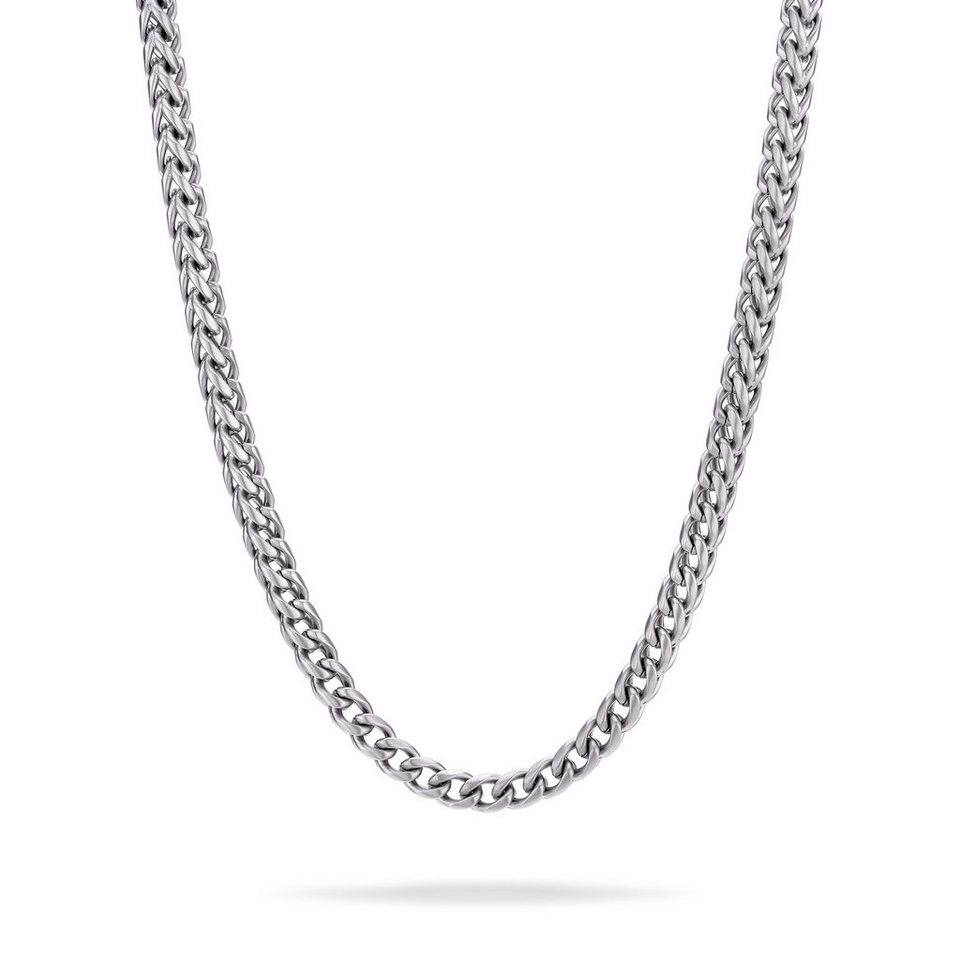 FYNCH-HATTON Edelstahlkette Halskette, Fuchsschwanz-Halskette aus Edelstahl