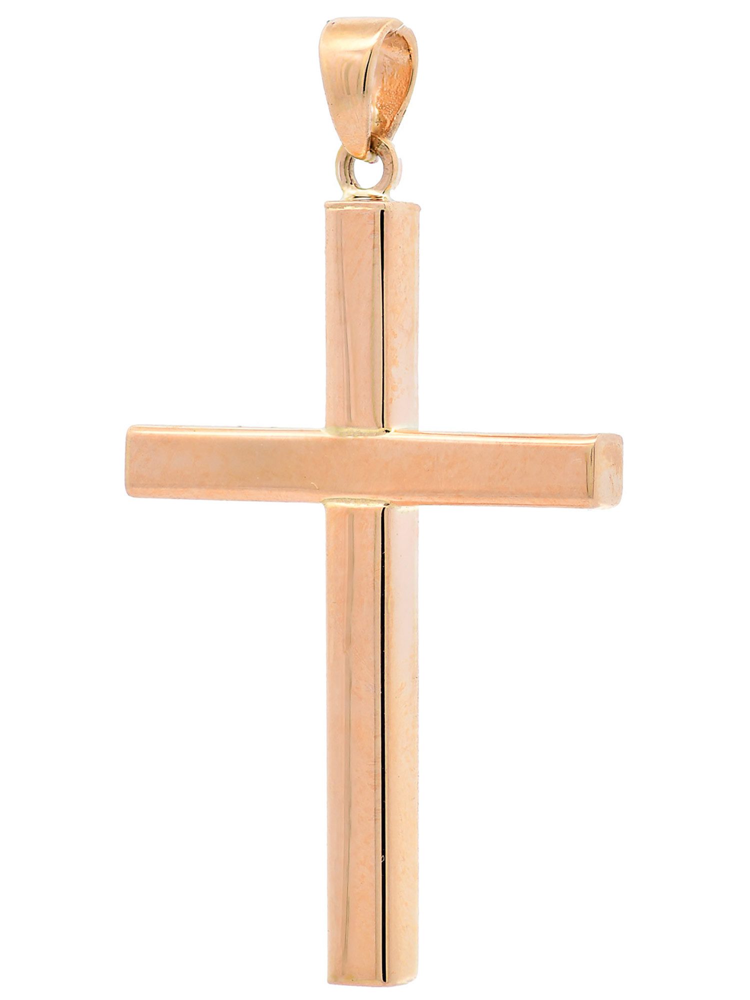 HOPLO Kettenanhänger Anhänger Kreuz mit 1,1 mm Goldkette 36 cm 585-14 Karat Gold, Made in Germany