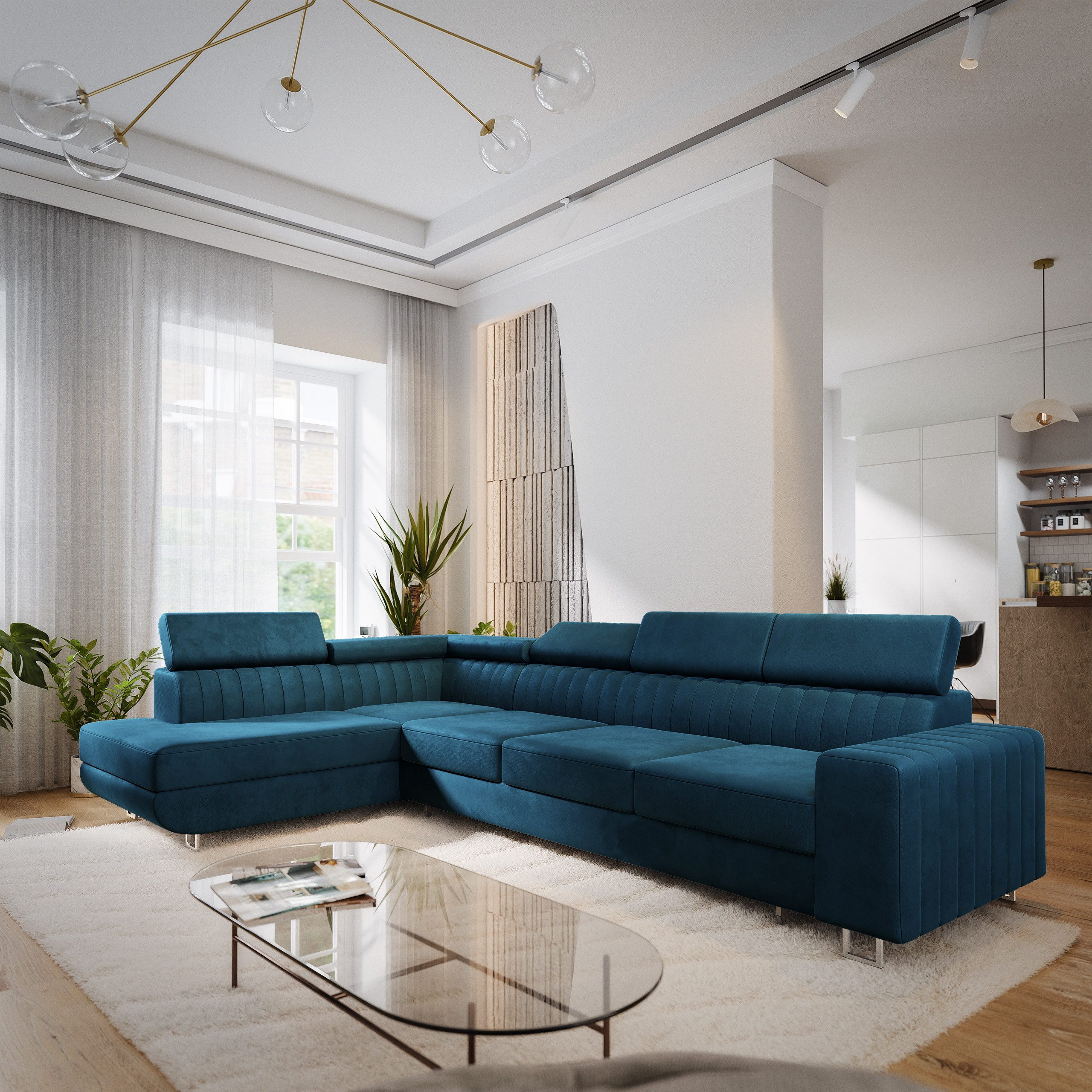 Masseno Ecksofa HESTION mit Schlaffunktion L-Form, Sofa mit Bettkasten