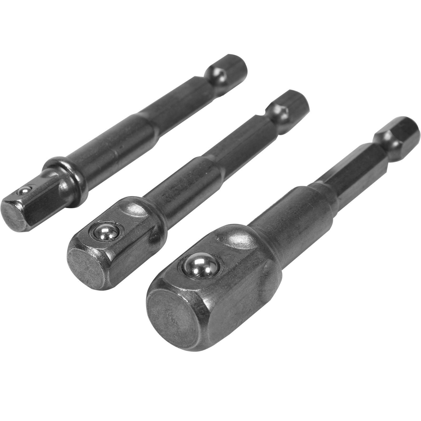 Yato Bohrer- und Bit-Set Steckschlüssel Adapter 3 tlg. HEX Schaft 1, 2“ 1, 4“ 3, 8“ YT-04685, (3 tlg)