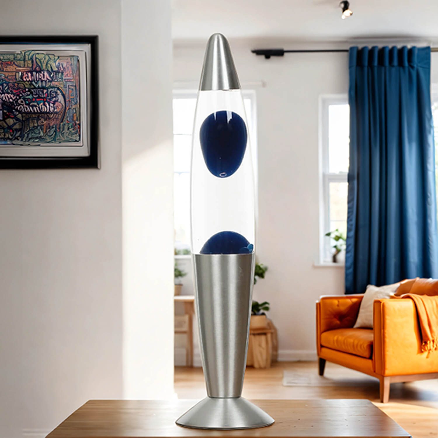 Licht-Erlebnisse Lavalampe TIMMY, Warmweiß, Retro Lampe Blau klein 36 cm ho günstig online kaufen