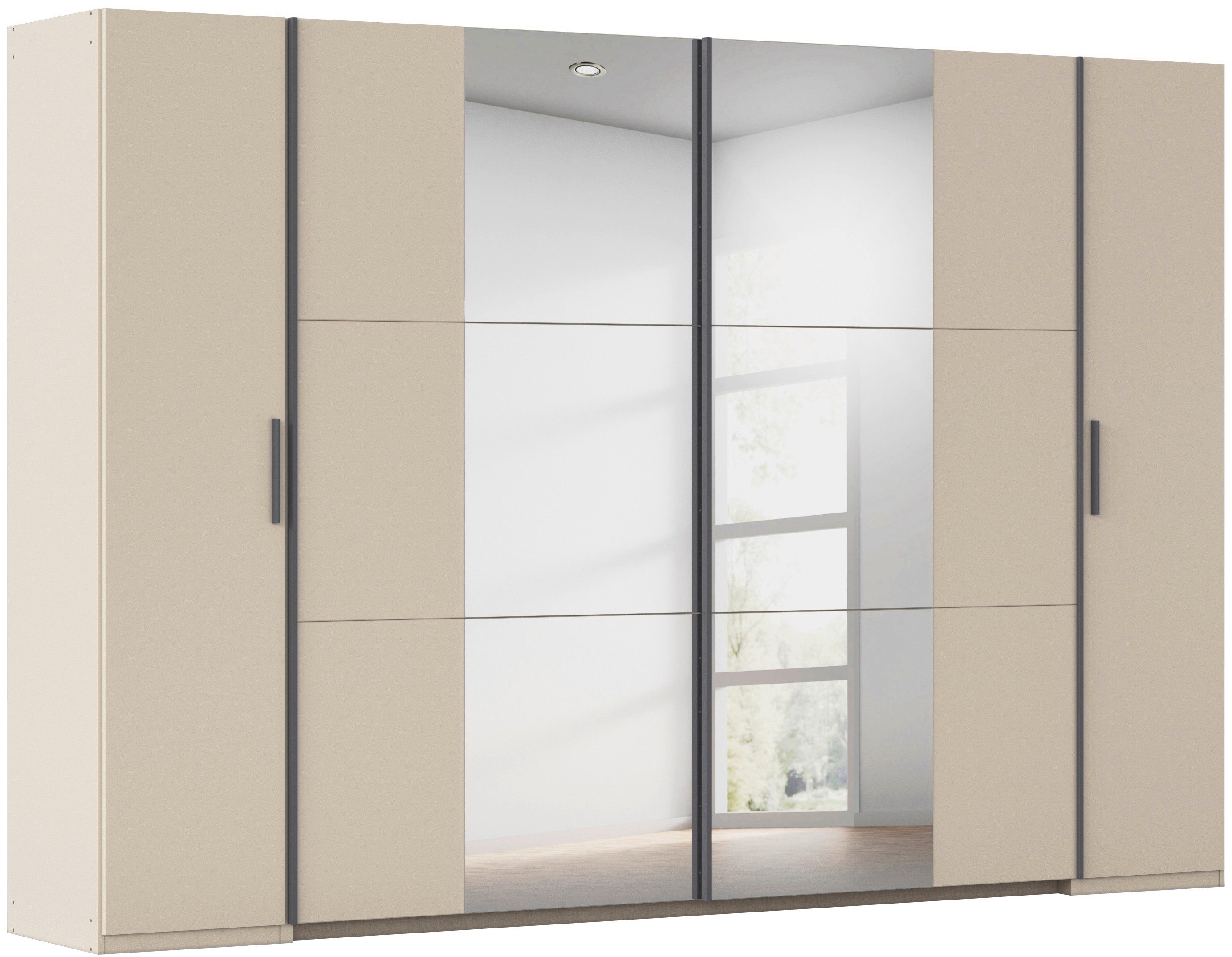 rauch Schwebetürenschrank Kleiderschrank Drehtürenschrank Schrank Garderobe KRONACH (in 3 Ausstattungen BASIC/CLASSIC/PREMIUM, Breiten 225/268/311/354 cm) Kombischrank optional mit 1 oder 2 Spiegel viele Böden MADE IN GERMANY