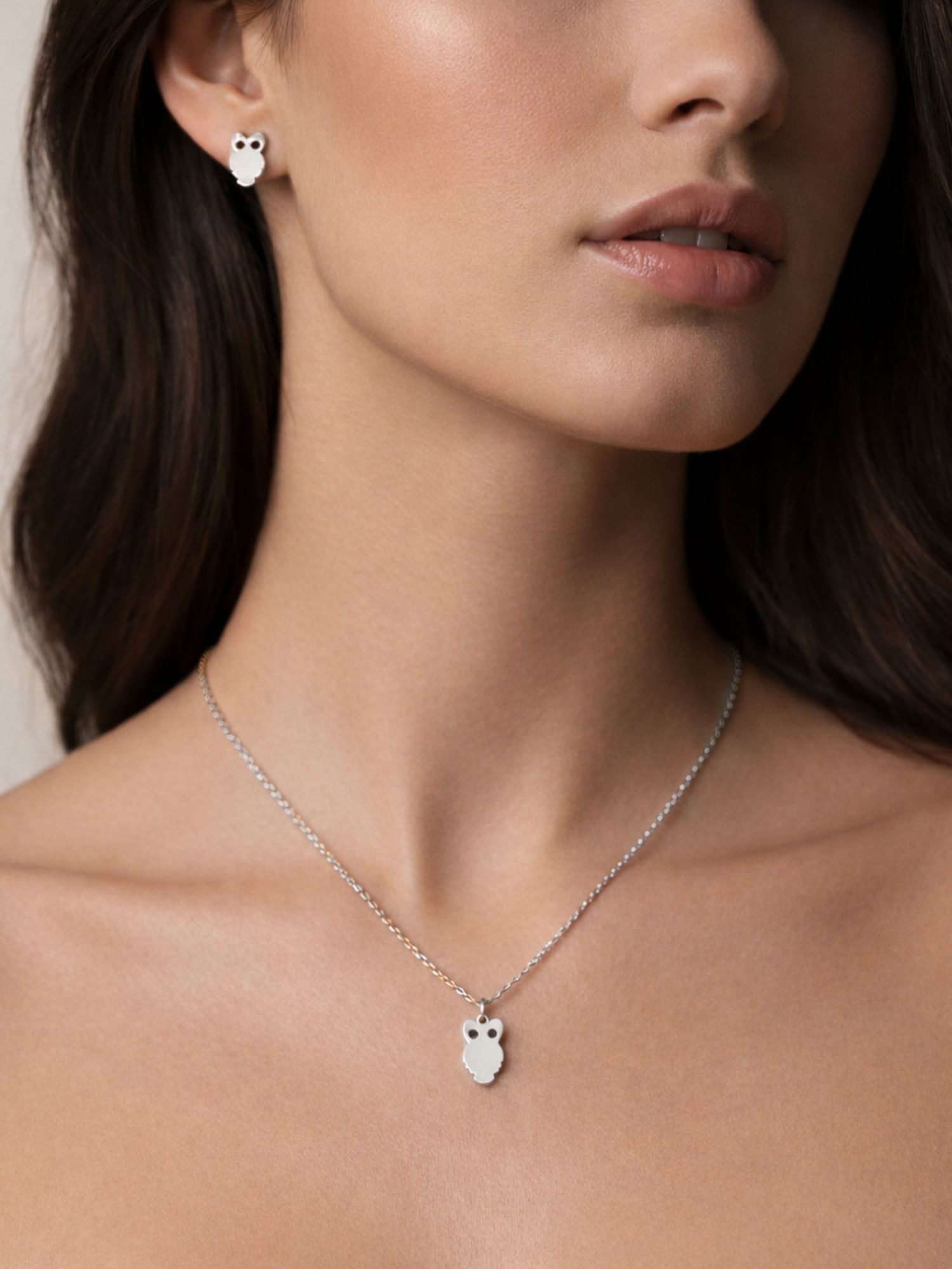 BS Schmuckdesign Ohrring und Ketten Set Schmuckset Damen Halskette und Ohrstecker verspieltes Design Silber (Set, 3-tlg., inkl. Schmuckbox), 18K vergoldet, hypoallergen & wasserfest