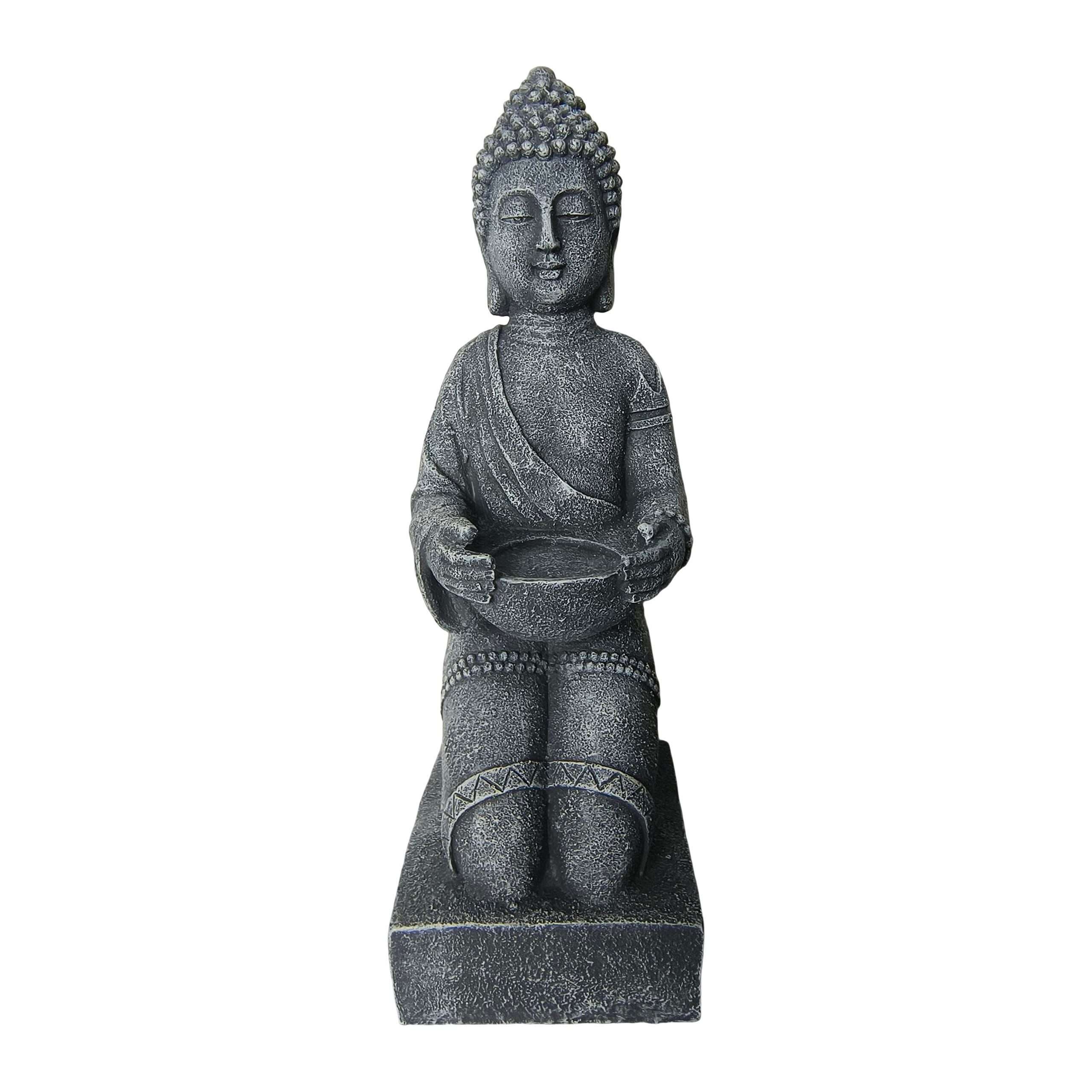 relaxdays Buddhafigur Buddha Figur 43 cm, grau