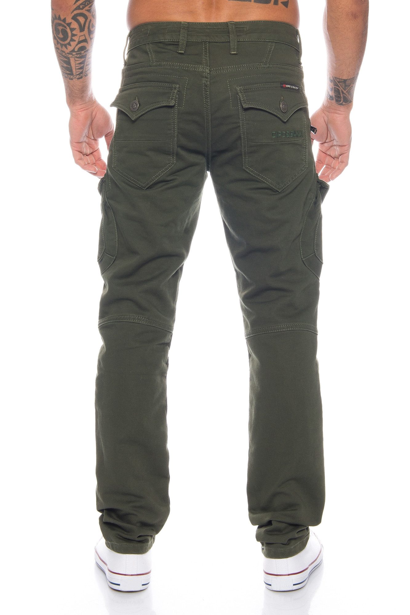 Cipo & Baxx Cargohose Herren Cargo Jeans Hose im modernen Design Schicke Nahtverzierungen
