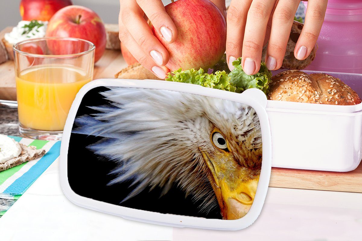 weiß - für Kunststoff, und und Kinder Brotbox für - Mädchen MuchoWow Jungs Auge Brotdose, Lunchbox Vogel Erwachsene, Schnabel, (2-tlg),