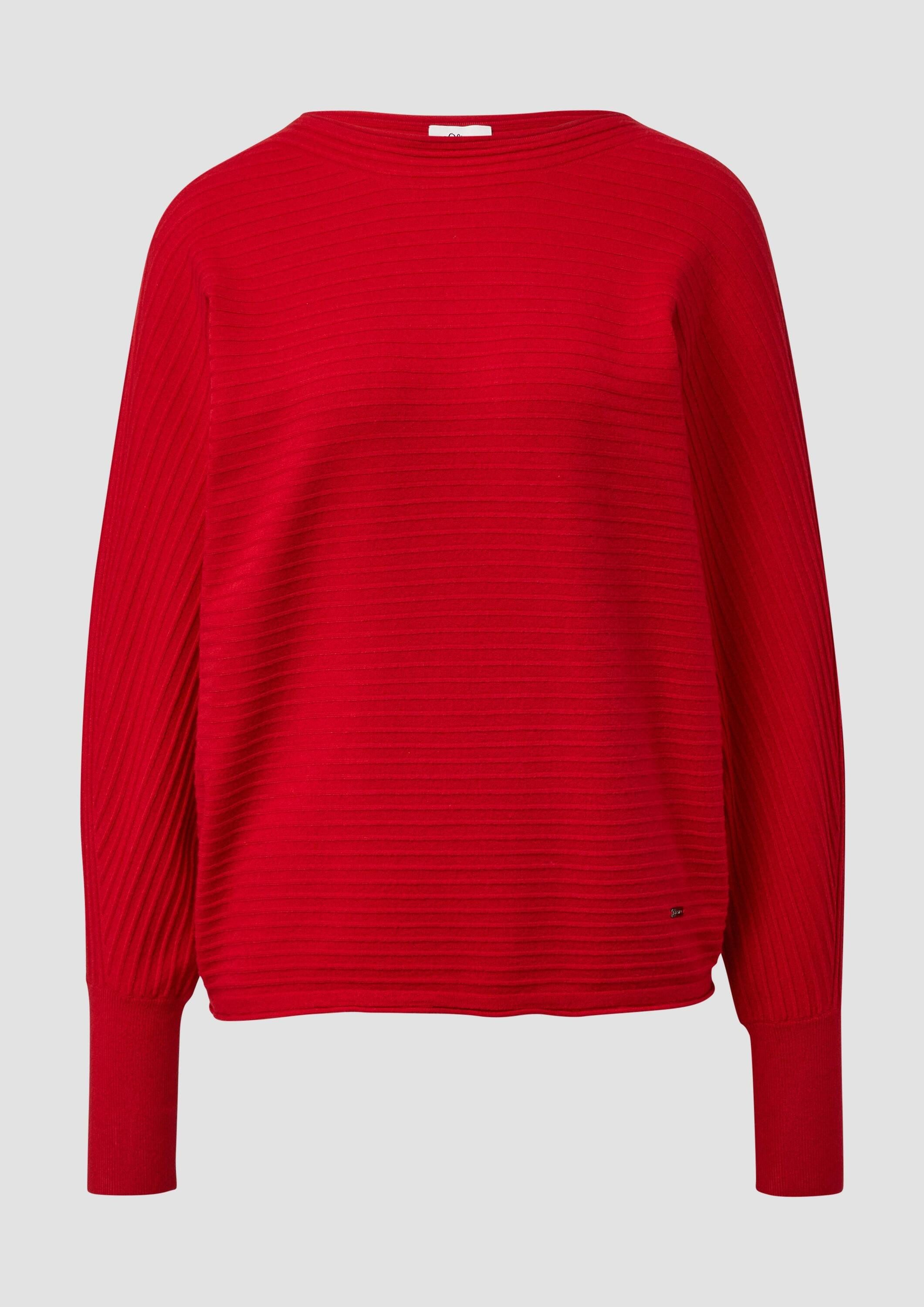 s.Oliver Longpullover Strickpullover Pullover in Rippstruktur mit Fledermausärmeln