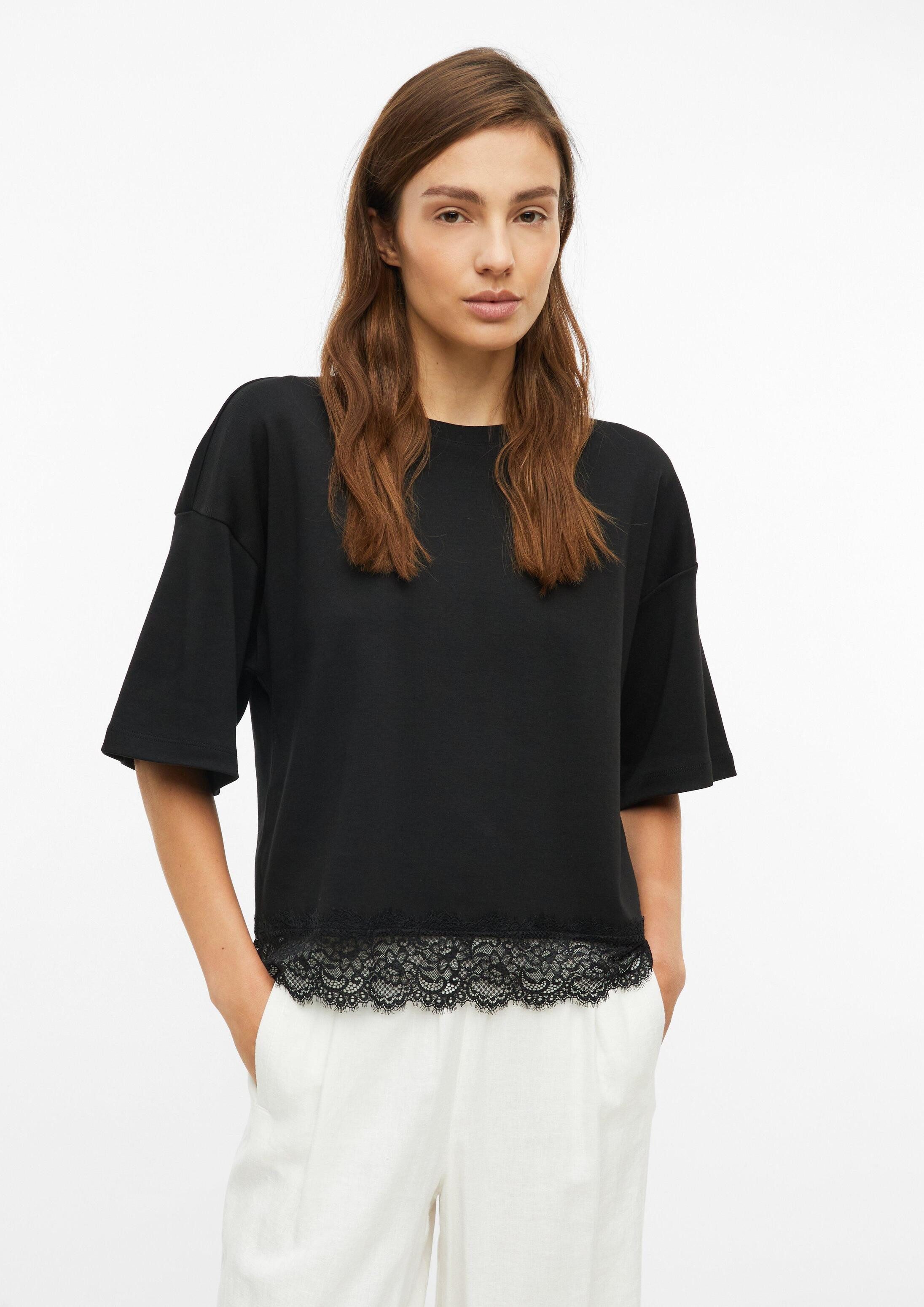 s.Oliver Kurzarmshirt T-Shirt T-Shirt mit überschnittenem Arm und Spitzenkante
