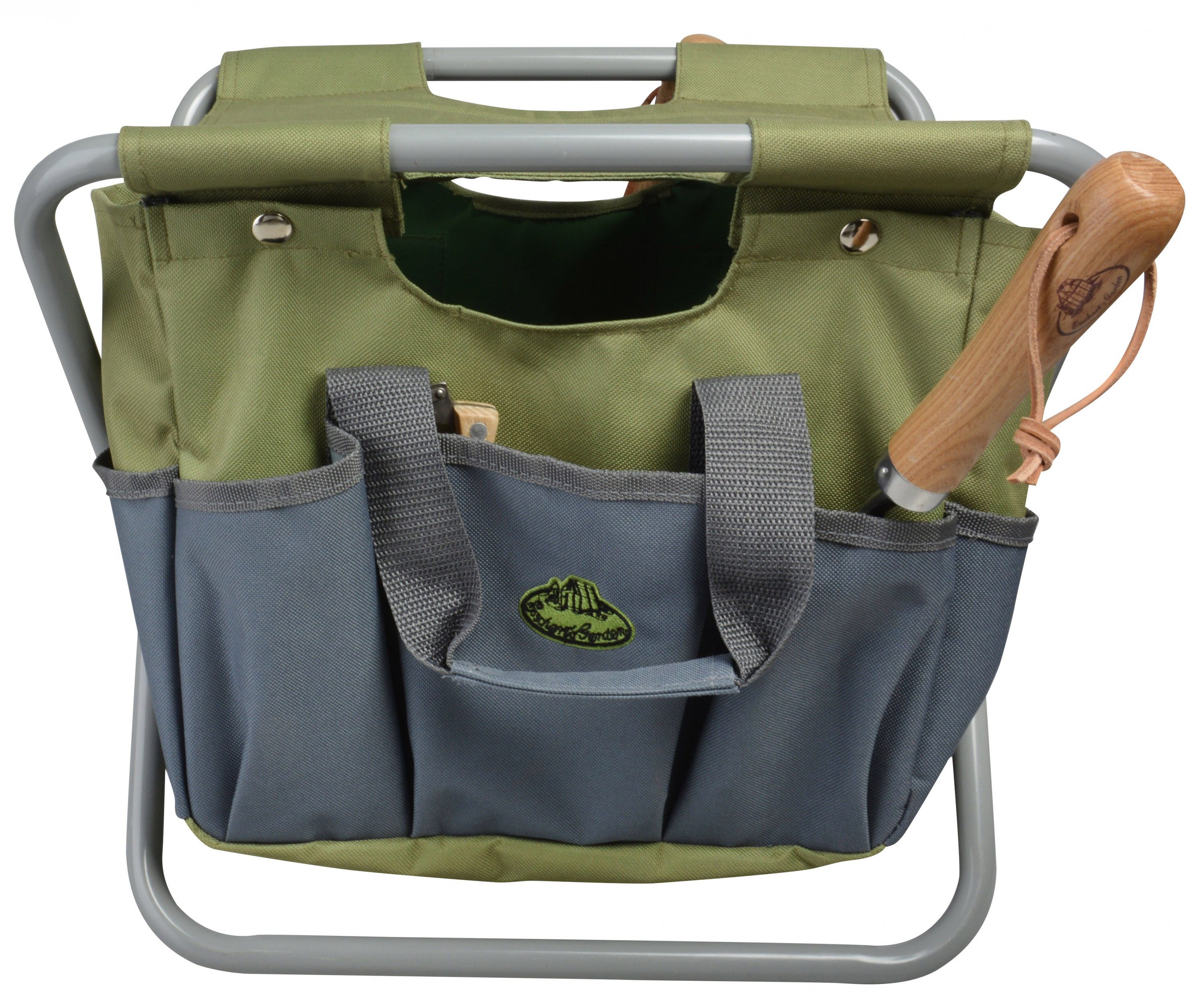 degawo Gartenpflege-Set Gartenstuhl mit abnehmbarer Werkzeugtasche, in grau/grün, 2in1