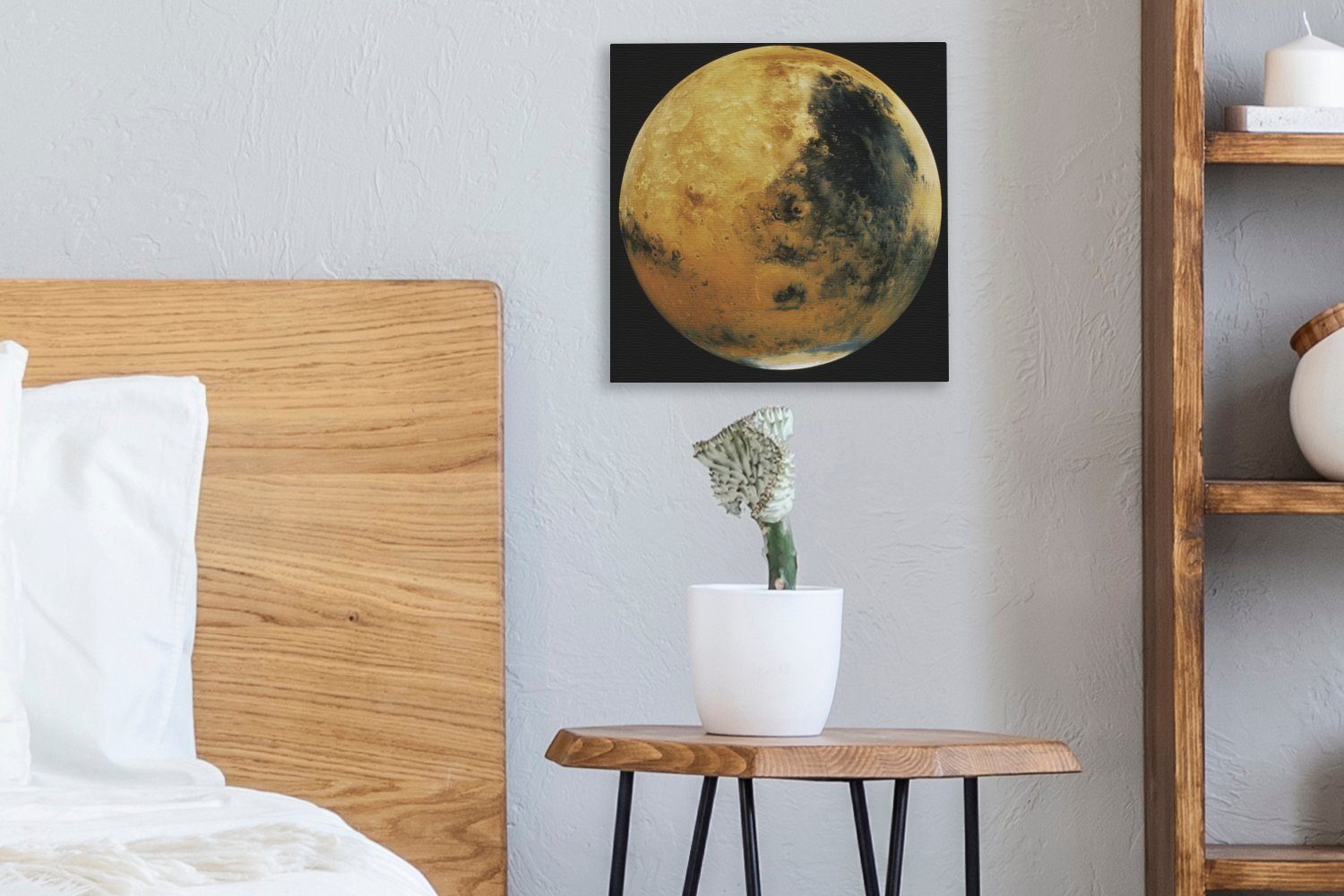 OneMillionCanvasses® Leinwandbild Leinwand Wohnzimmer Schlafzimmer für (1 St), Beigefarbener Planet Mars, Bilder