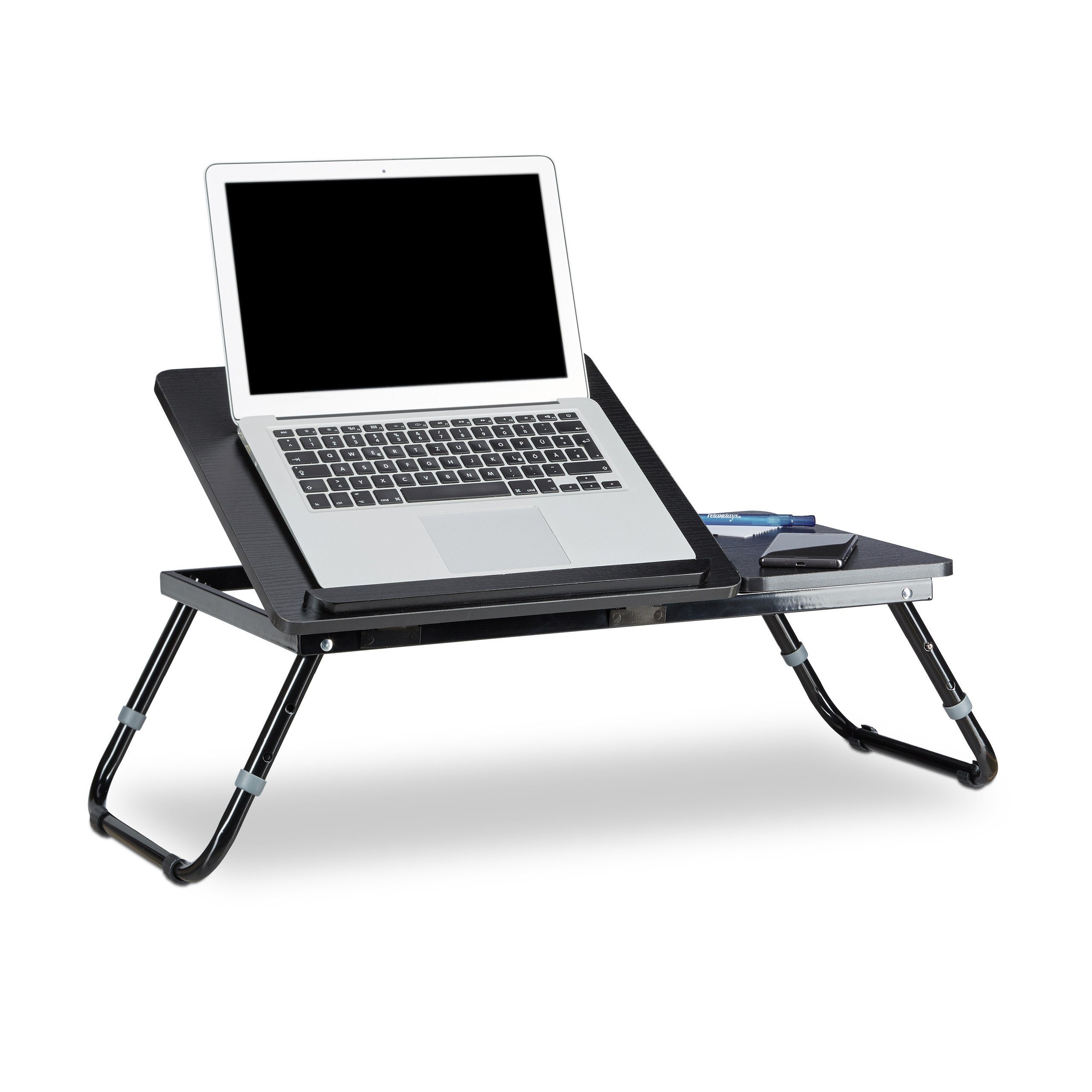 Laptoptisch Laptop Faserplatte schwarz, Tablett 1 fürs Bett x relaxdays