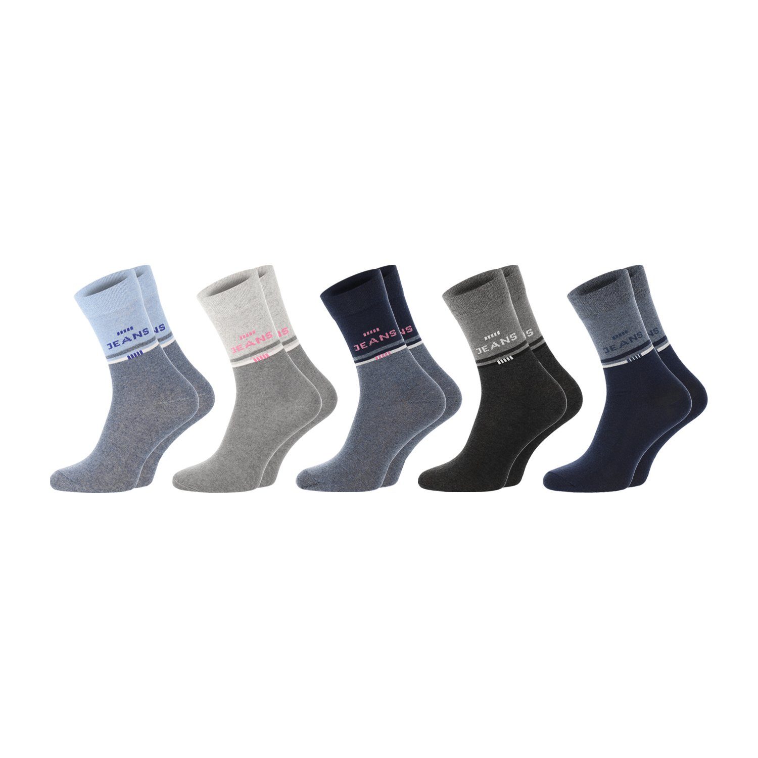 Chili Lifestyle Strümpfe Socken Jeans, Damen, Herren, 5 Paar, Baumwolle, Blau Töne