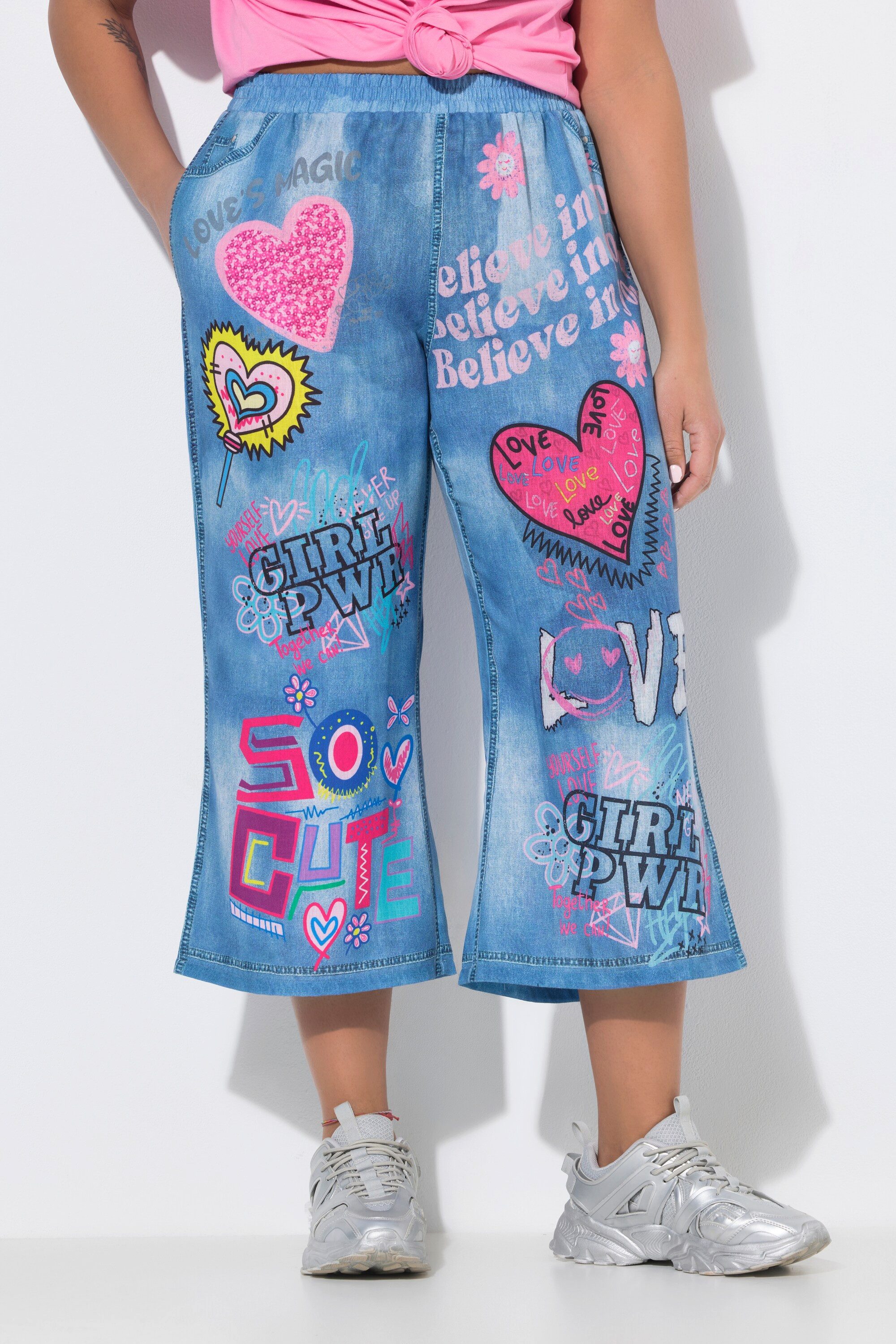 Angel of Style Culotte Hose weites gerades Bein Alloverdruck