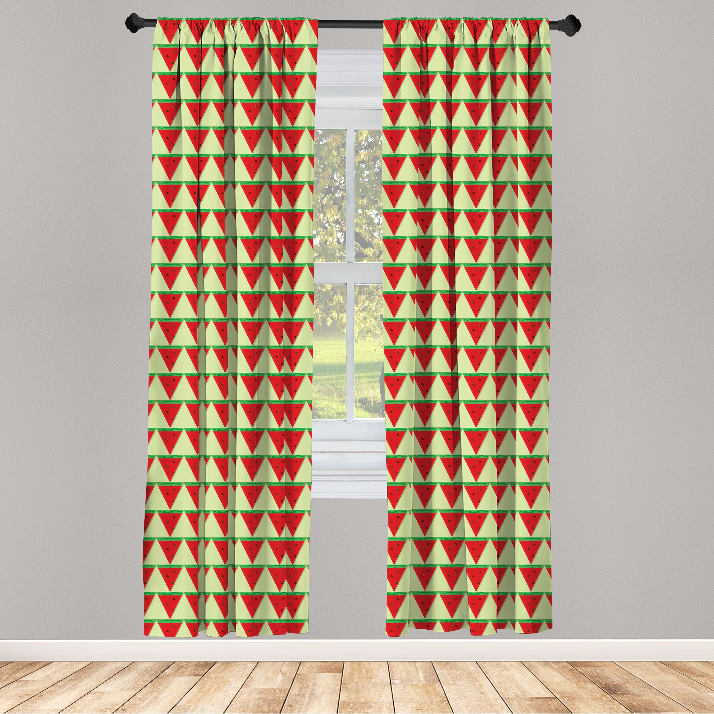 Gardine Vorhang für Wohnzimmer Schlafzimmer Dekor, Abakuhaus, Microfaser, Melone Triangle Wassermelone-Scheiben
