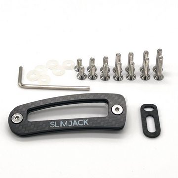 SLIMJACK Schlüsselanhänger SLIMJACK Keyholder V2 – kompakter Carbon Schlüsselhalter, Für bis zu 14 Schlüssel + Autoschlüssel, 8 x 3 x 0,8 cm