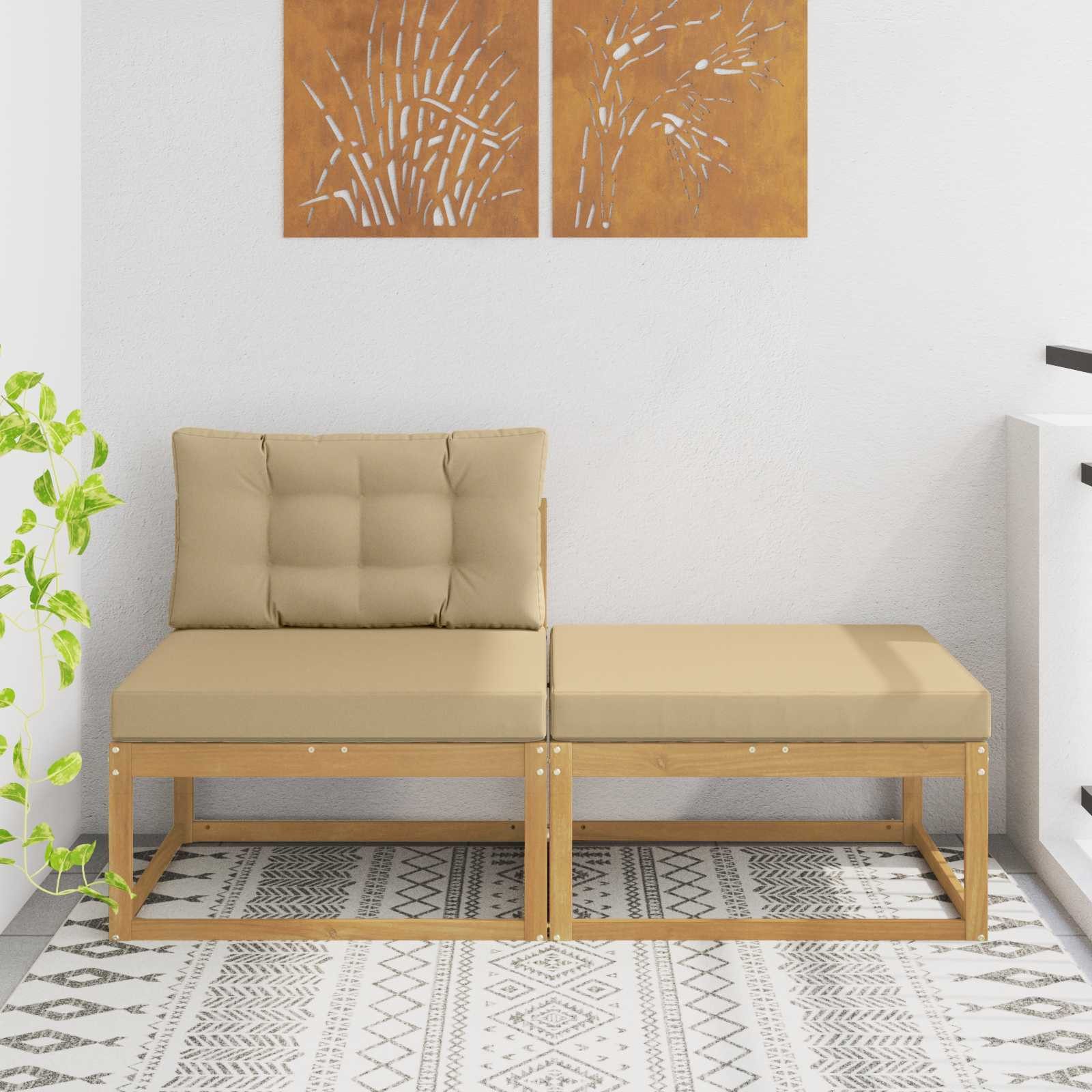 vidaXL Sofaelement 2 Stück Outdoor-Fußhocker Polyester Weiß (2 St)