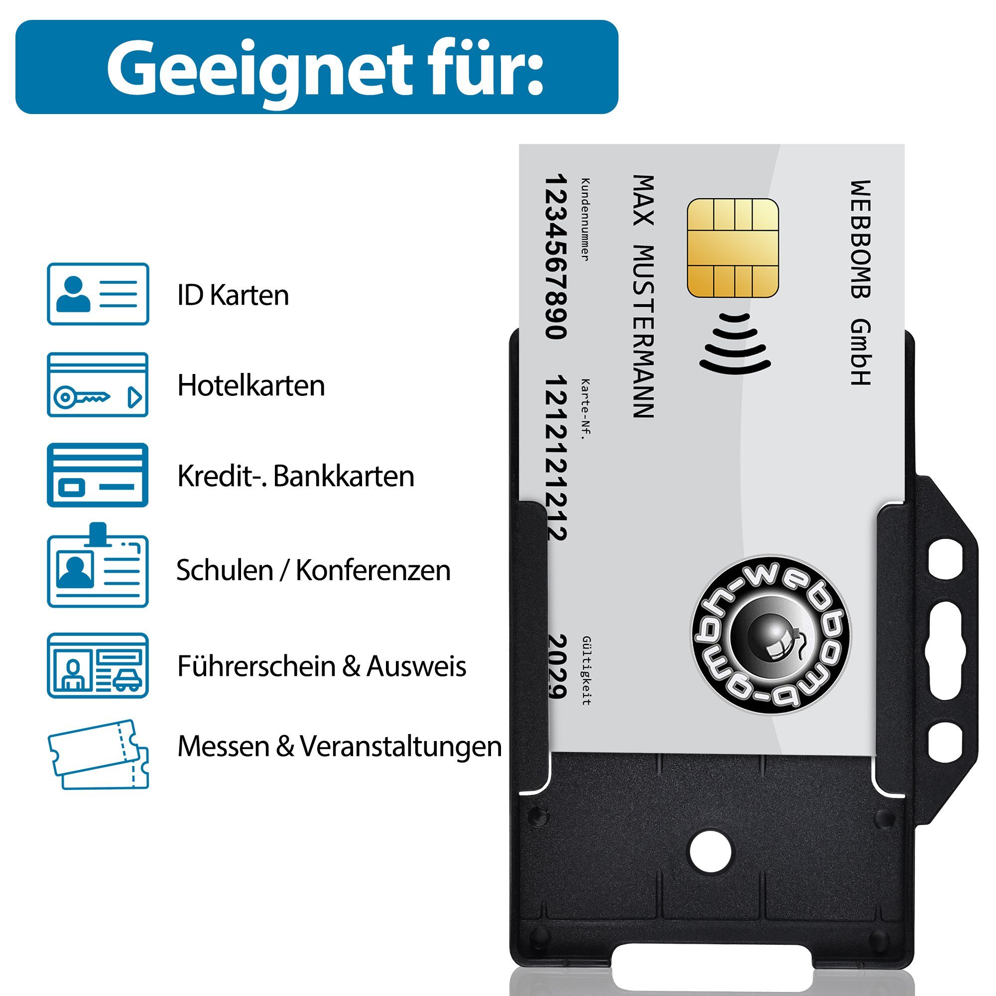 WEBBOMB Schlüsselanhänger Ausweishalter Ausweisjojo Ausweishülle mit Gürtelclip + Kartenhalter – Bild 3 von 5