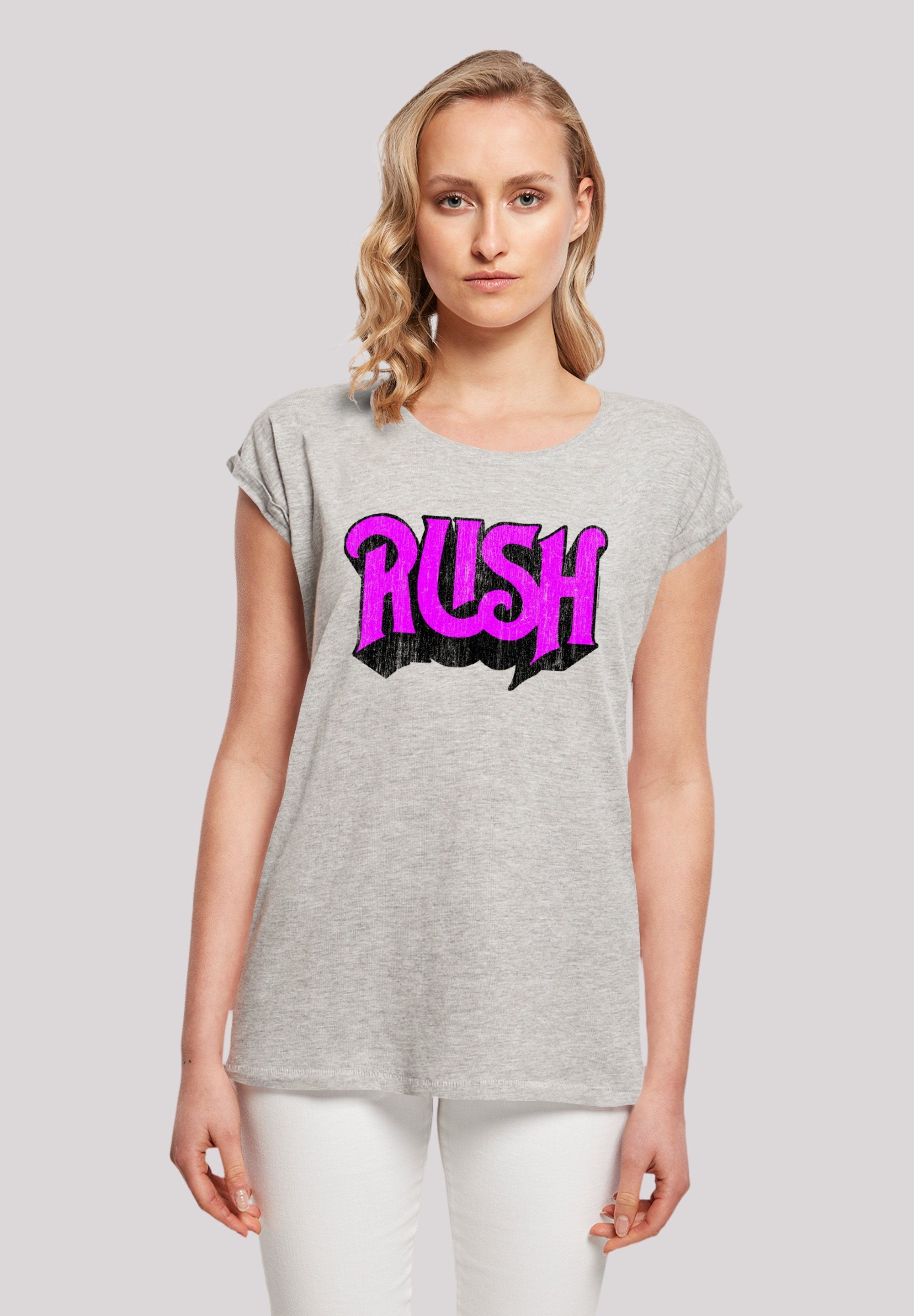 F4NT4STIC T-Shirt Rush Rock Band Distressed Logo Premium Qualität heather grey | T-Shirts