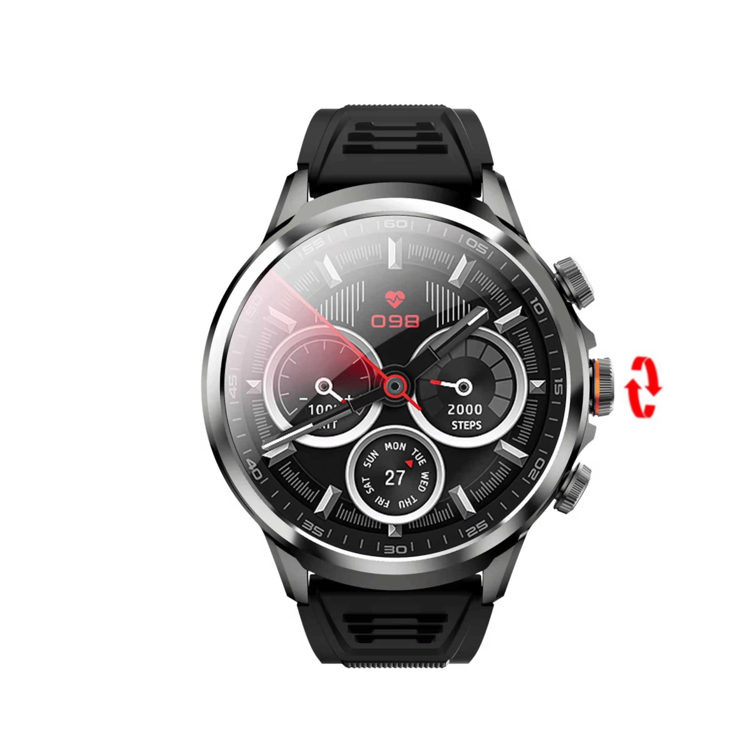 Nagham Ghazal Aswad Smartwatch SIM GPS WIFI 5G NFC App Download AMOLED Herren Damen Smartwatch (5,2 cm), SIM AMOLED GPS NFC 5G