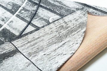 Teppich Keitum 010, Sansibar, rund, Höhe: 3 mm, Flachgewebe, modernes Holz Design, Motiv, gekreuzte Säbel