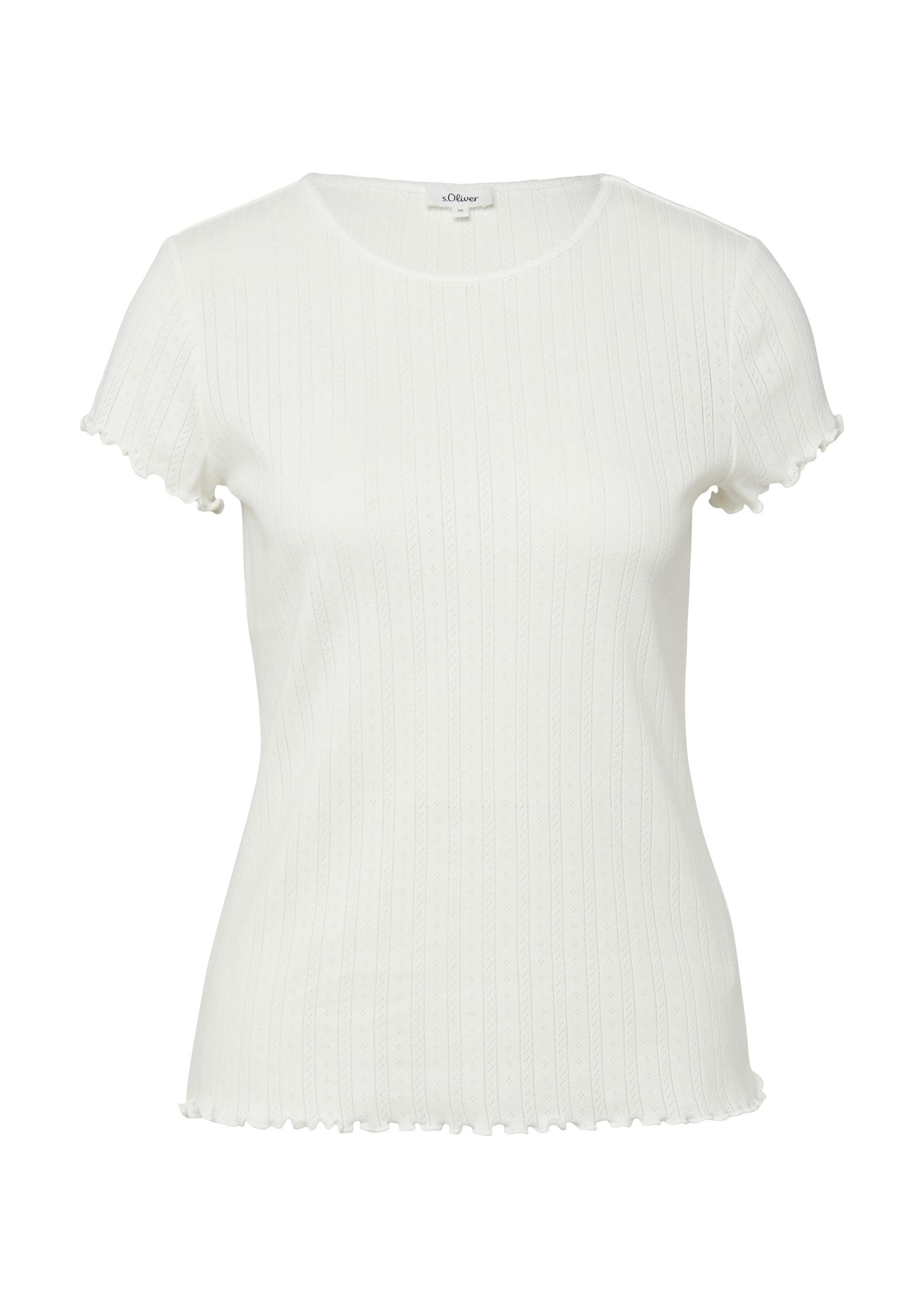 s.Oliver Kurzarmshirt T-Shirt Pointelle-Shirt im Slim Fit mit Wellenkante günstig online kaufen