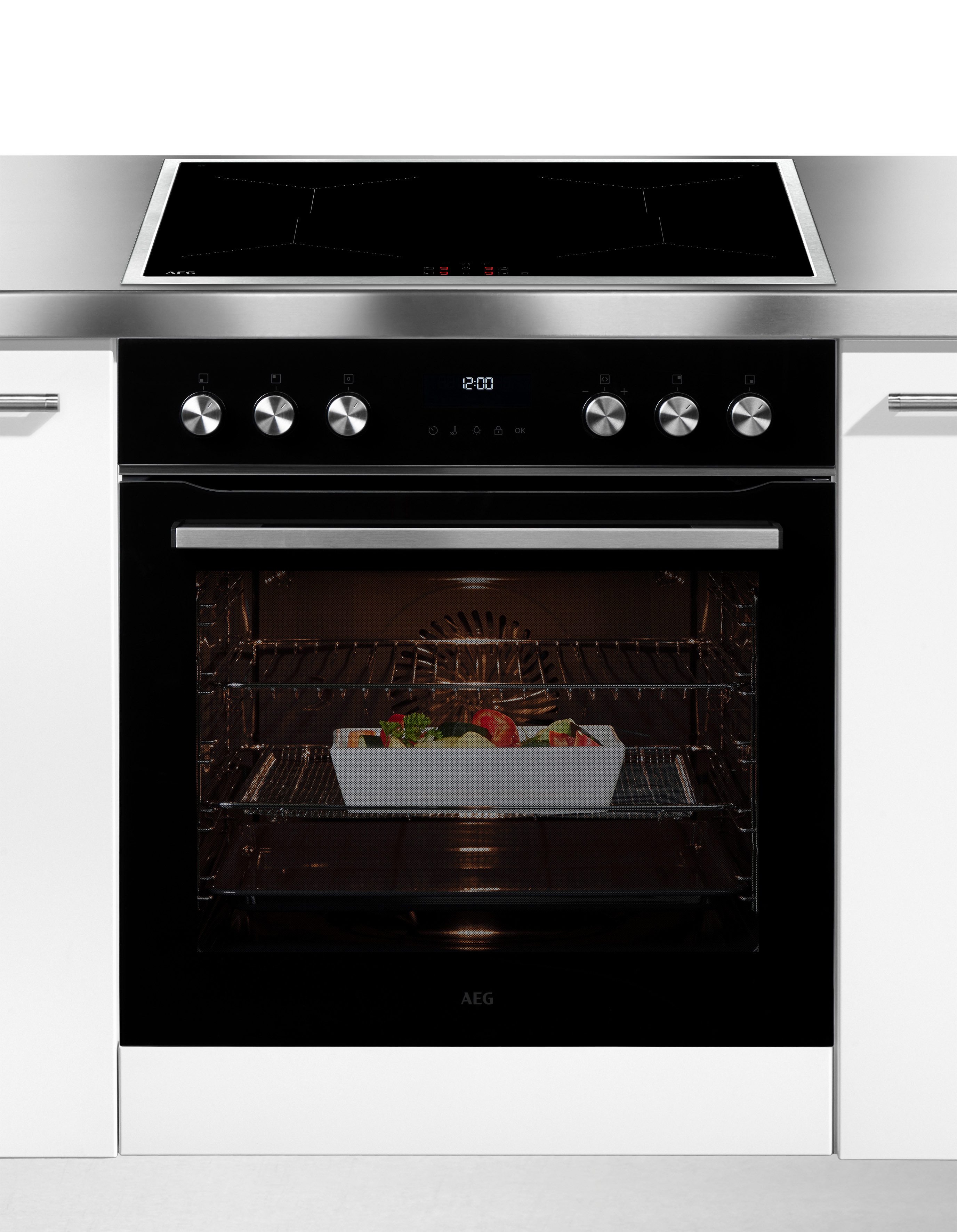AEG Elektro-Herd-Set Serie 5000 HH24HSPI, Pyrolyse-Selbstreinigung, Induktionskochfeld mit Touch-Control, mit Edelstahlrahmen