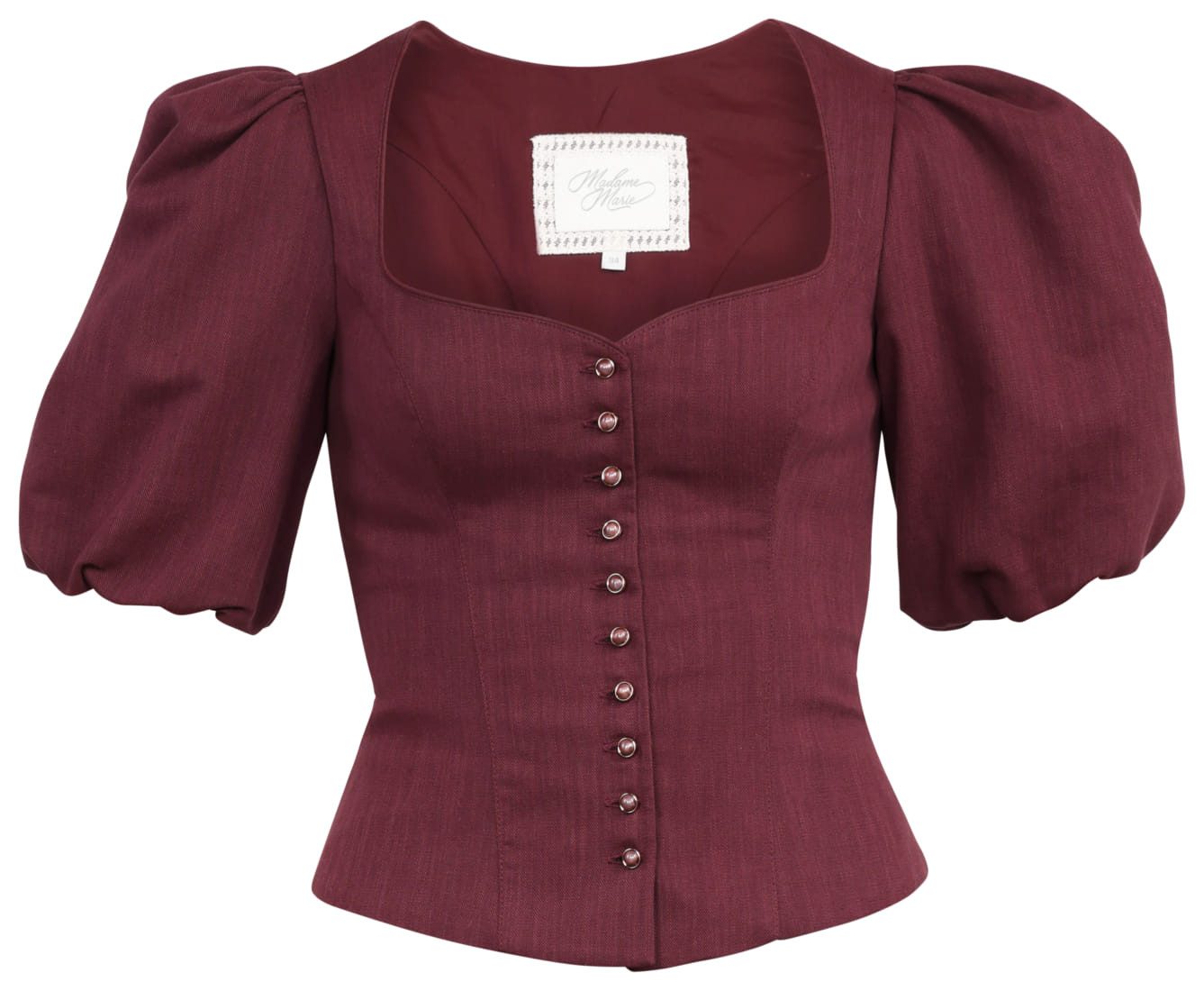 Madame Marie Dirndltop Trachtenmieder Tirelle Puffarm wine