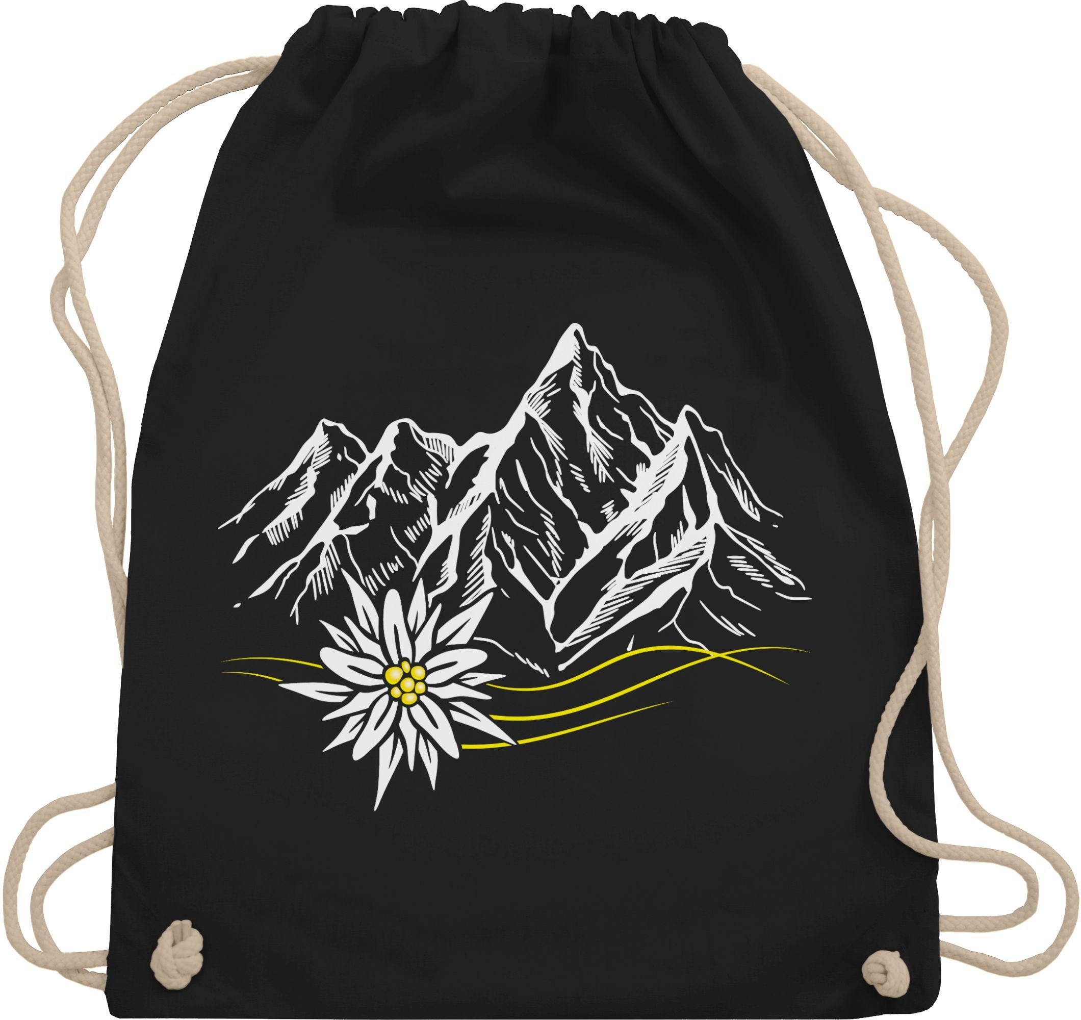 Shirtracer Turnbeutel Edelweiß Berge Wandern Wanderlust Berg ruft Alpen, Mode für Oktoberfest Tasche