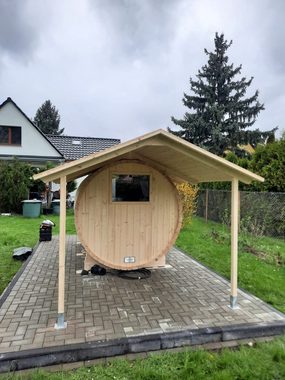 Saunabau Seltmann Fasssauna 325 mit Dach/Vordach Wandstärke 60mm, 60,00 mm
