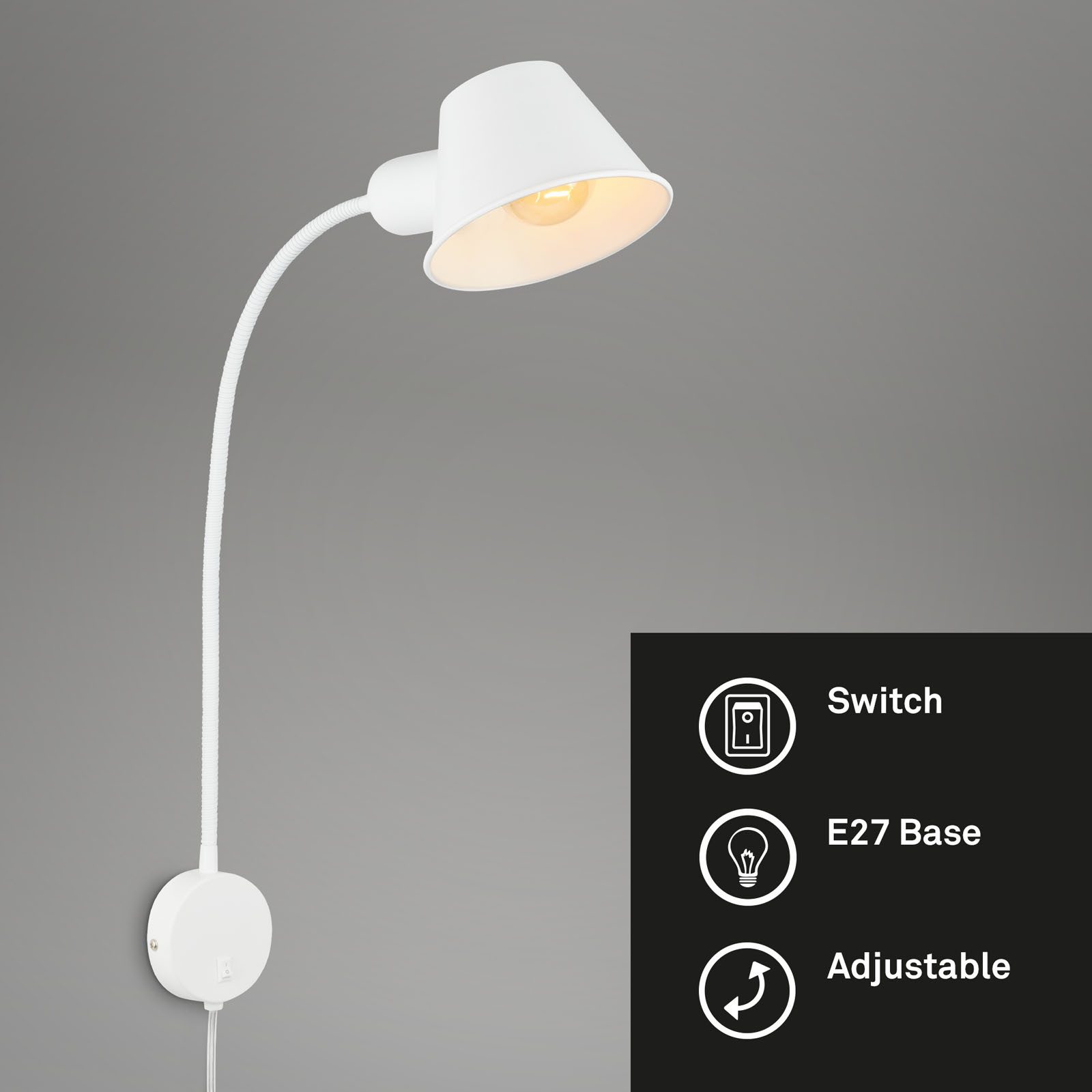 Briloner Leuchten Tischleuchte Tischlampe Extra-Warmweiß schwenkbar E27, ohne Leuchtmittel, 2700K - Extra - Warmweiß, Schwenkbar, chrom-matt, E27 Fassung - max. 10W, 55 x 8 x 40 cm