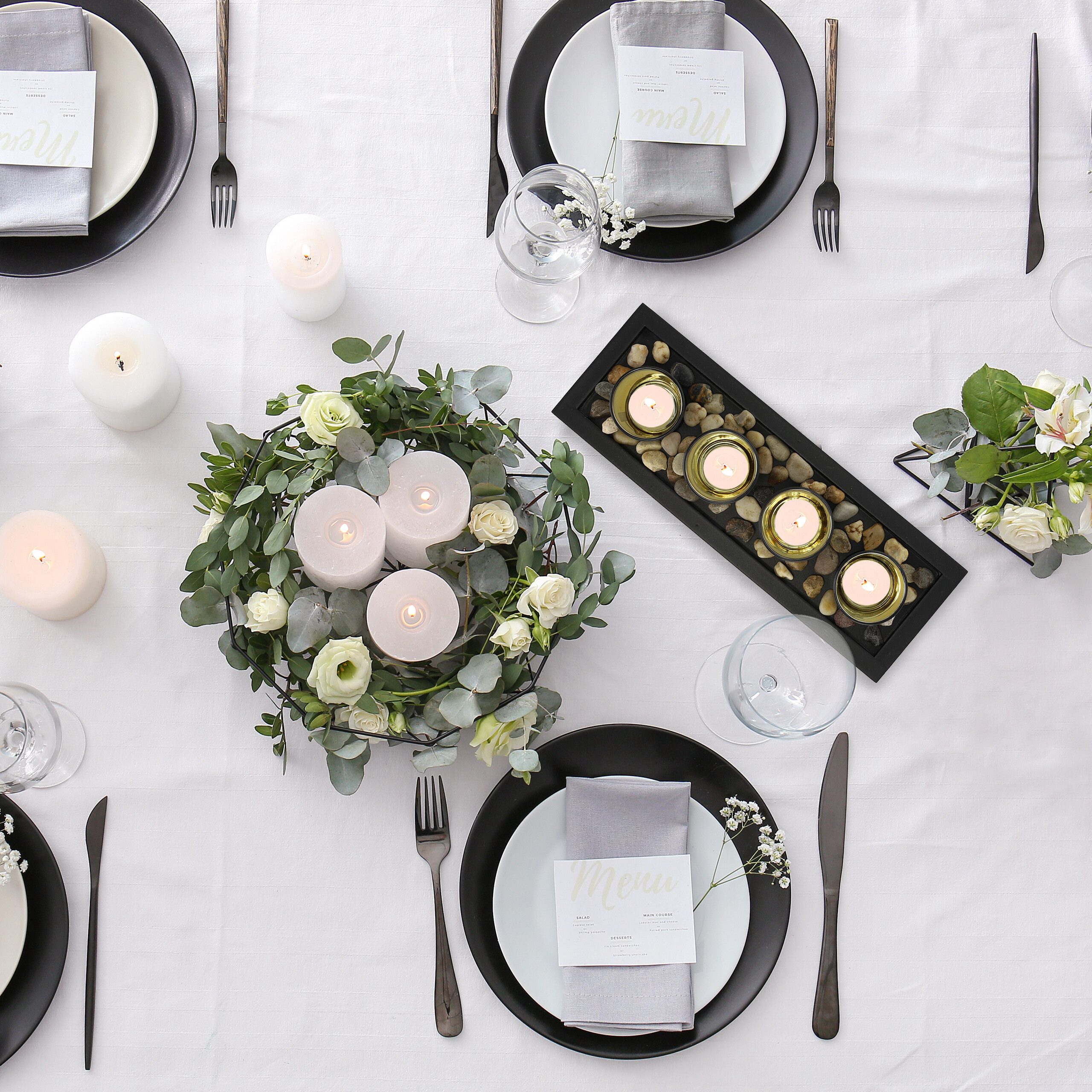 relaxdays Teelichthalter mit Tablett Teelichthalter "Home" mit Tablett günstig online kaufen