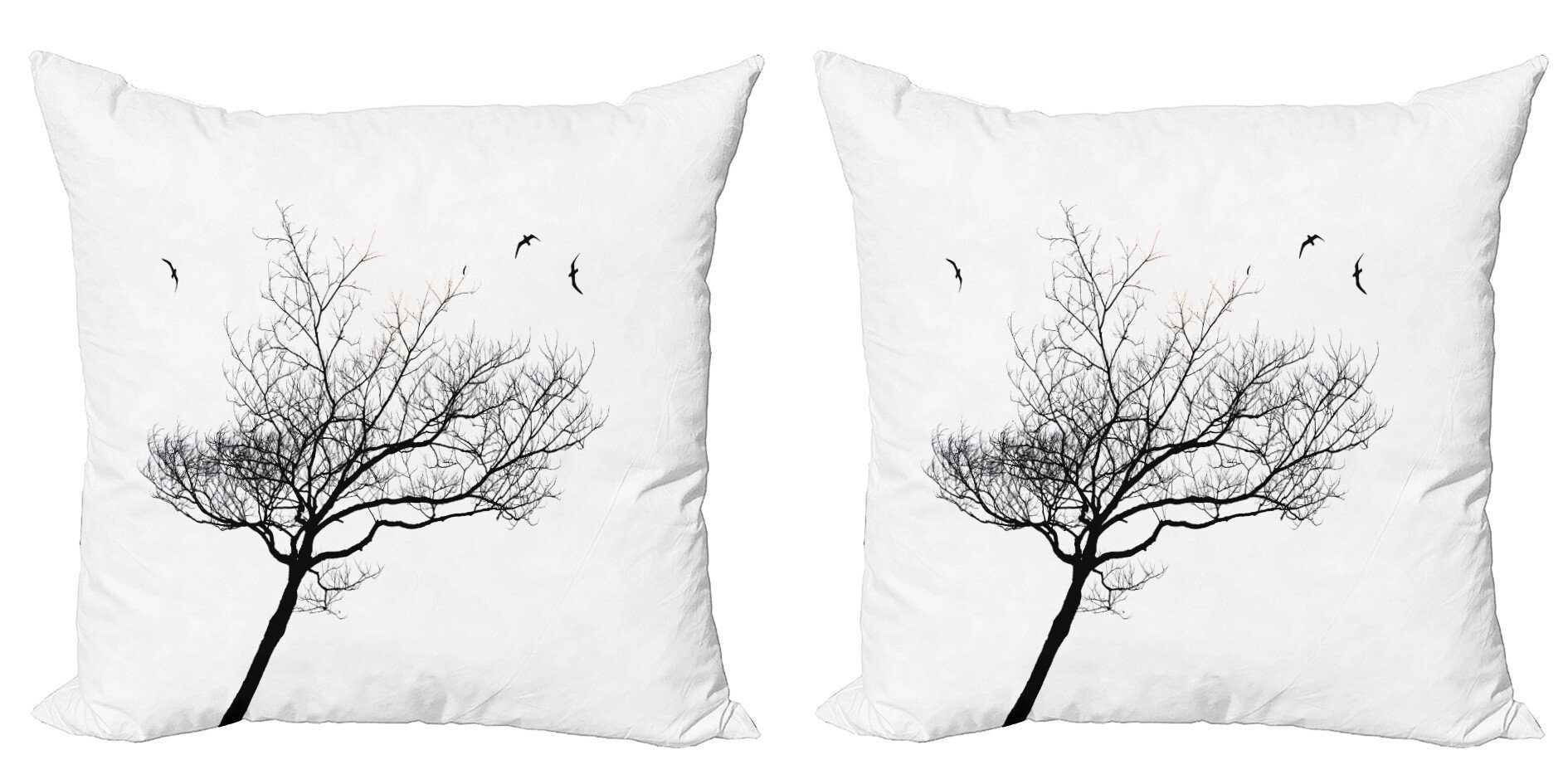 Abakuhaus Modern Birds Kissenbezüge Baum Stück), Flying Weiß Doppelseitiger Accent Digitaldruck, (2