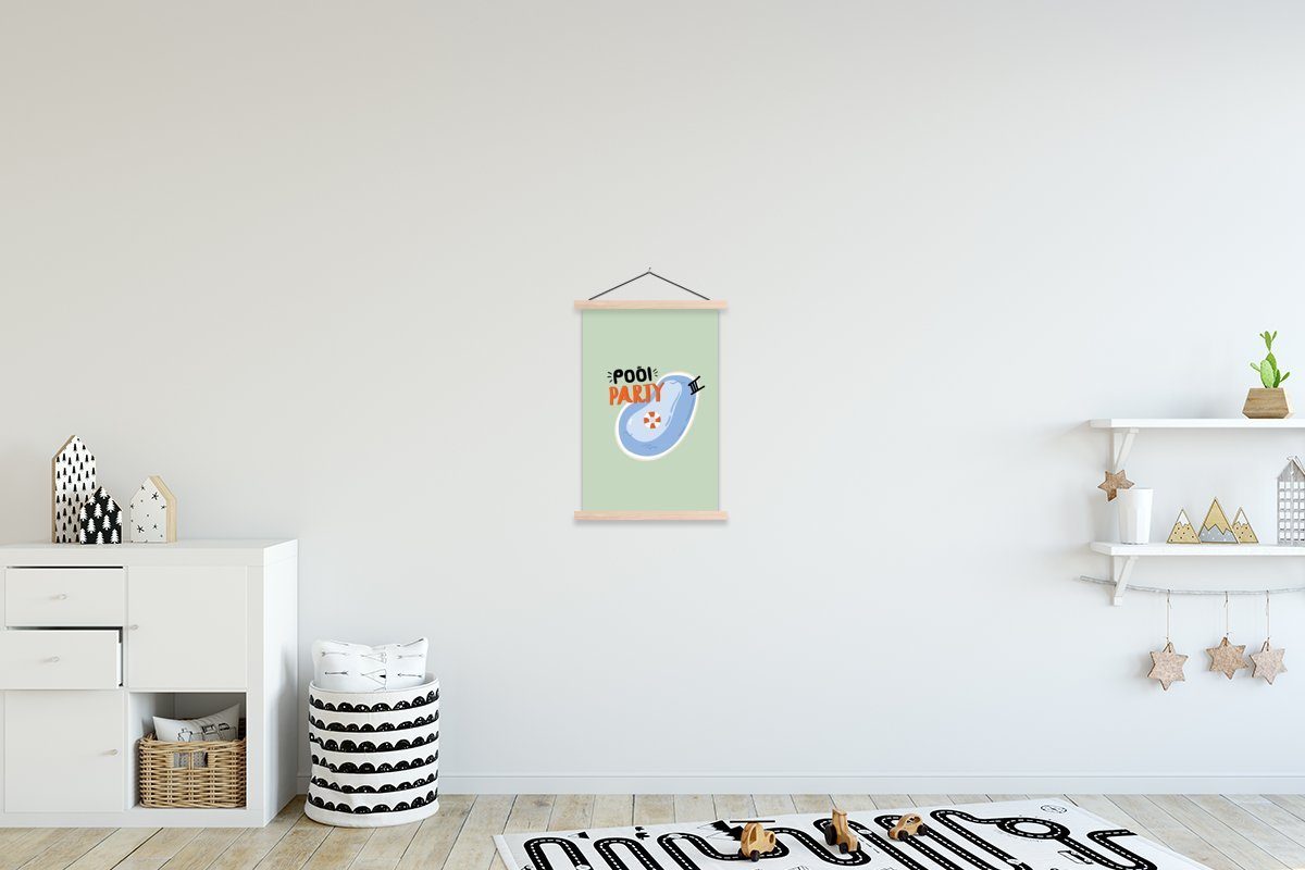MuchoWow Poster Sommer - Rettungsring - Pool, (1 St), Posterleiste, Textilposter für Wohnzimmer, Bilderleiste, Magnetisch