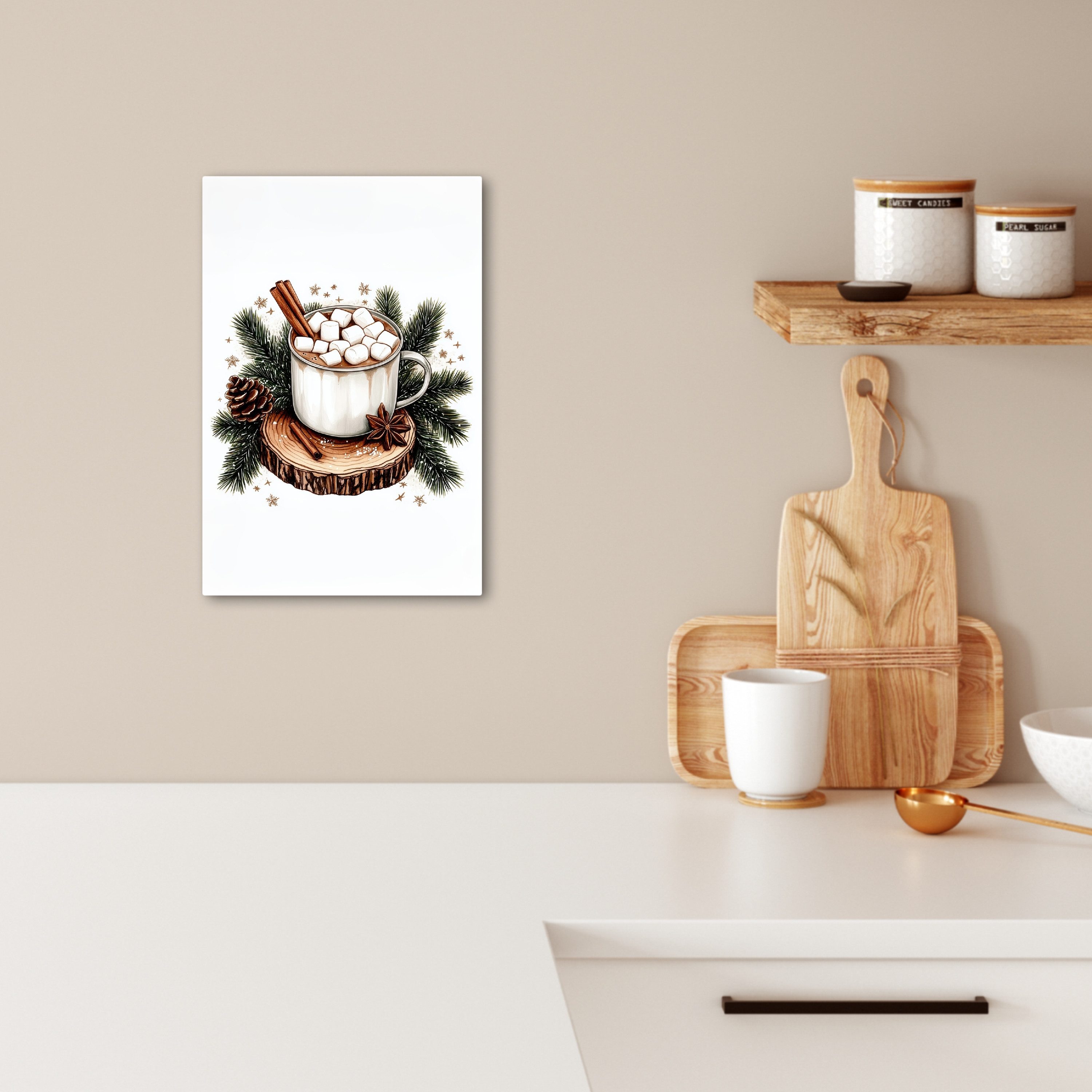 OneMillionCanvasses® Leinwandbild Winter - Holz - Schokoladenmilch - Geträn günstig online kaufen