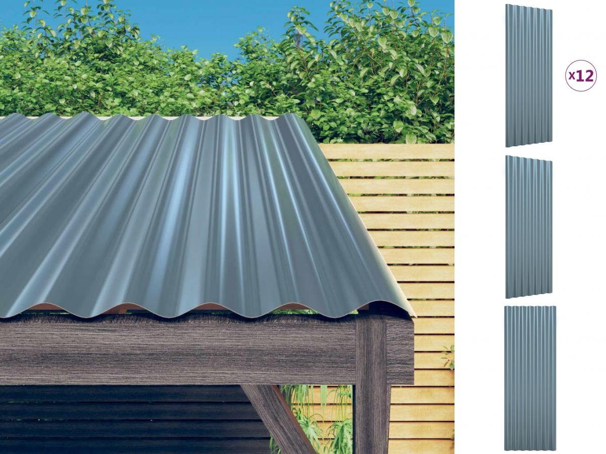 vidaXL Dachschindeln Dachpaneele 12 Stk Pulverbeschichteter Stahl Grau 100x36 cm Dacheindec