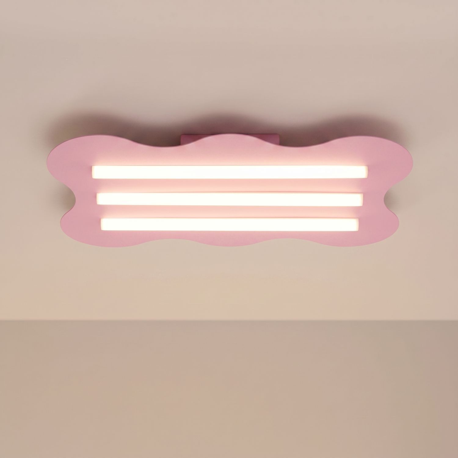 Licht-Erlebnisse Deckenleuchte LENZ, ohne Leuchtmittel, Metall Pink 3-flammig Modern