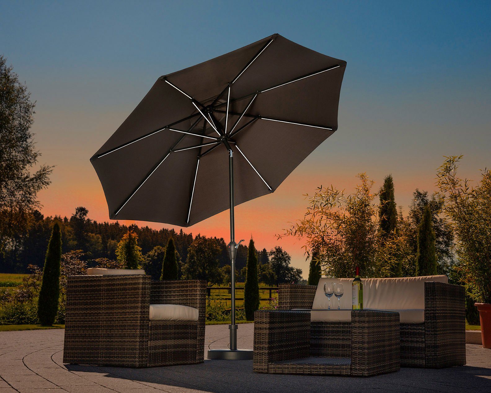 Schneider Schirme Sonnenschirm »Blacklight it«, LxB: 270x256 cm, ohne  Schirmständer